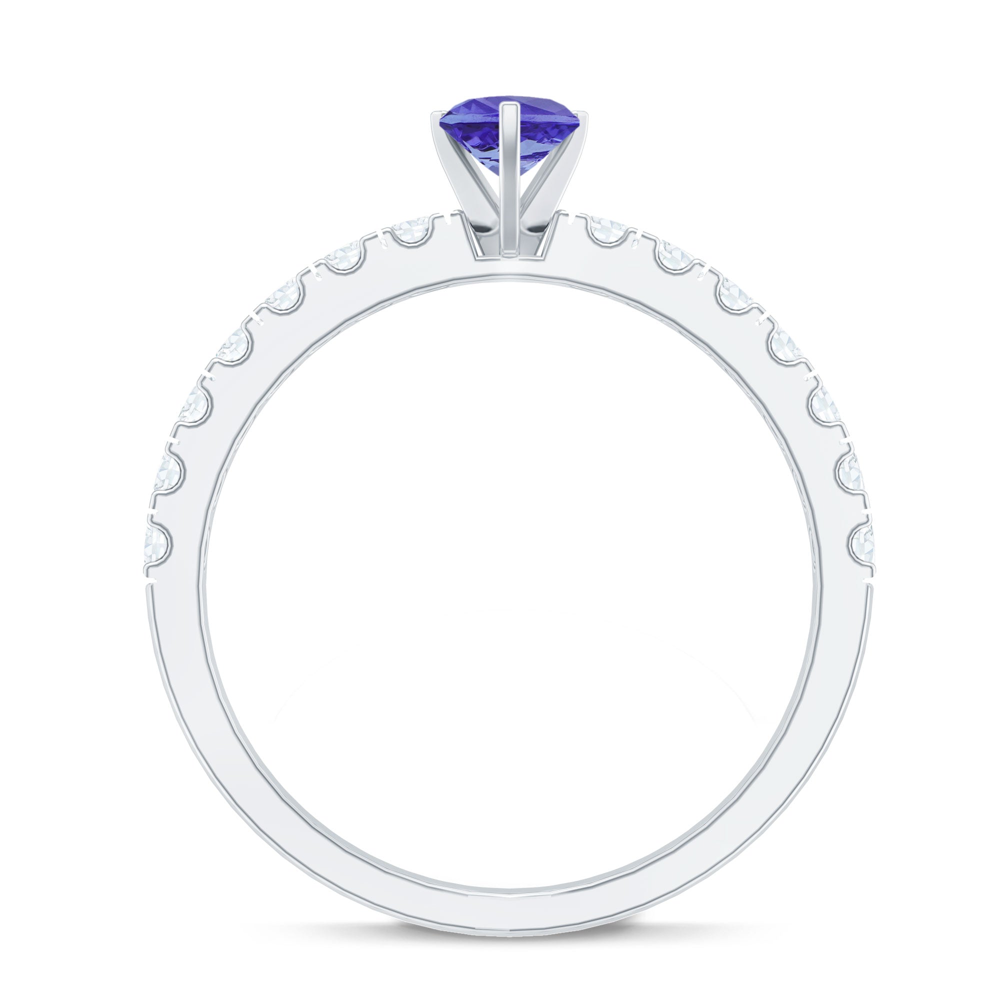 Natural Tanzanite Heart Proposal Ring with Diamond AAA - Rosec Jewels