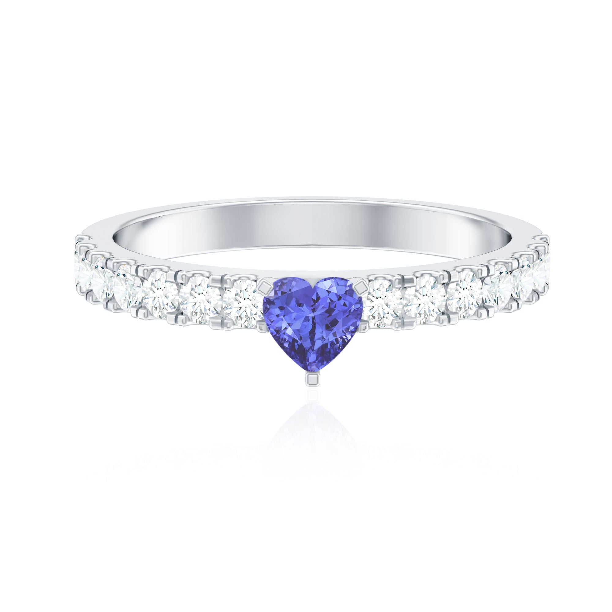Natural Tanzanite Heart Proposal Ring with Diamond AAA - Rosec Jewels