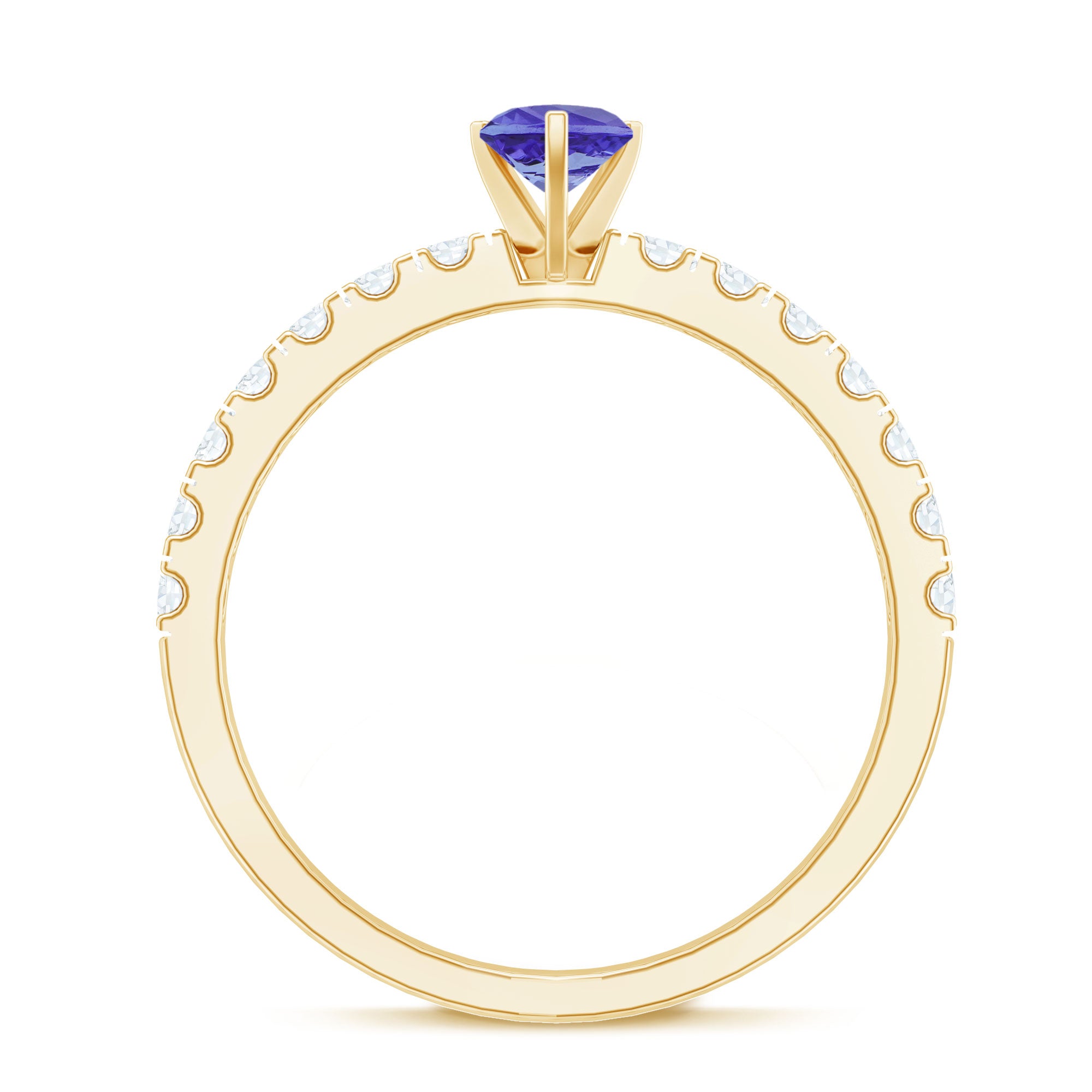 Natural Tanzanite Heart Proposal Ring with Diamond AAA - Rosec Jewels
