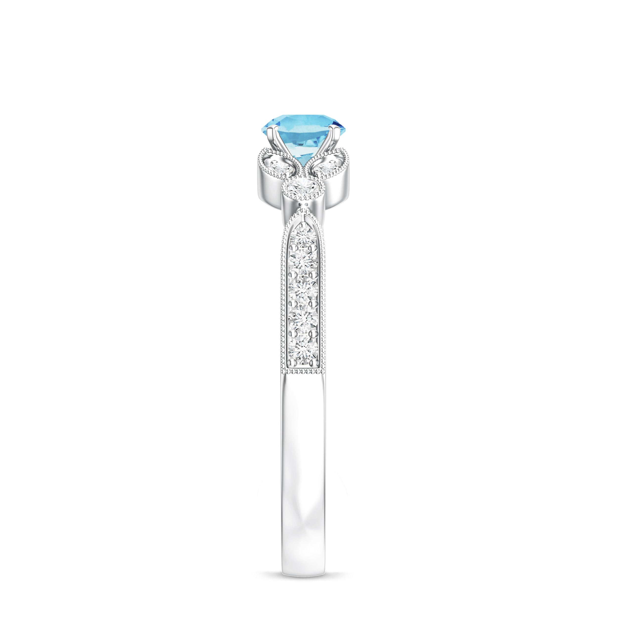 Natural Aquamarine Diamond Engagement Ring With Certificate AAA - Rosec Jewels