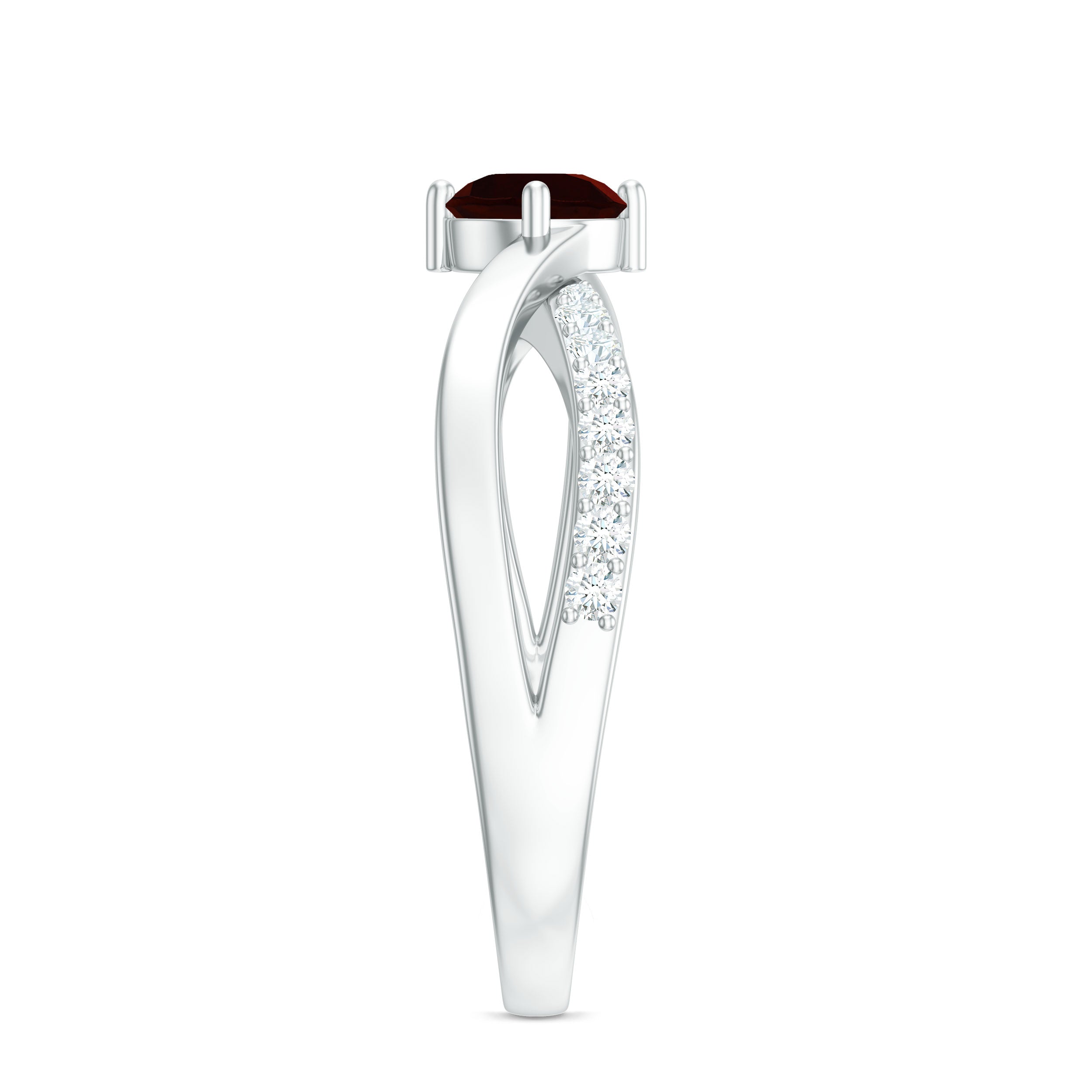 Natural Garnet Engagement Ring with Diamond Infinity Shank AAA - Rosec Jewels