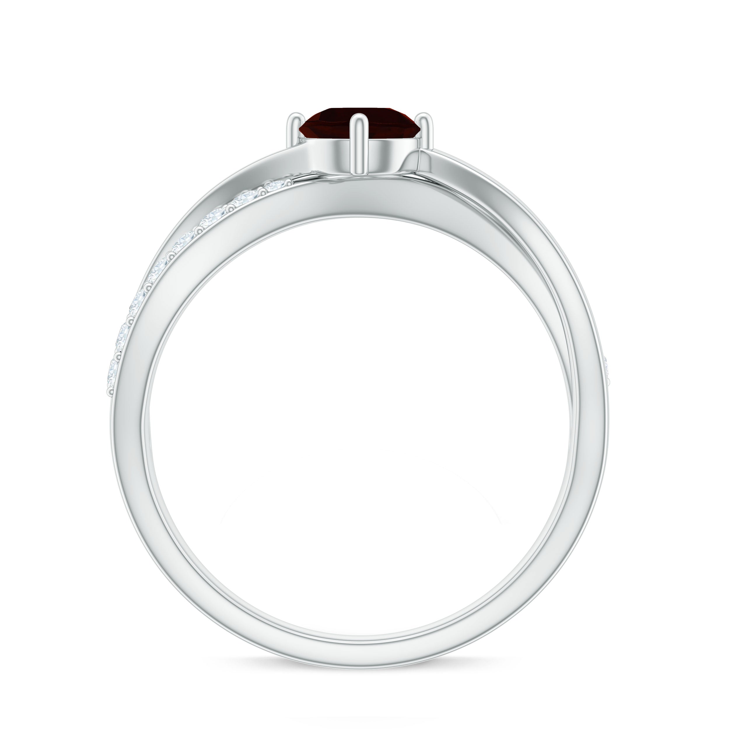 Natural Garnet Engagement Ring with Diamond Infinity Shank AAA - Rosec Jewels