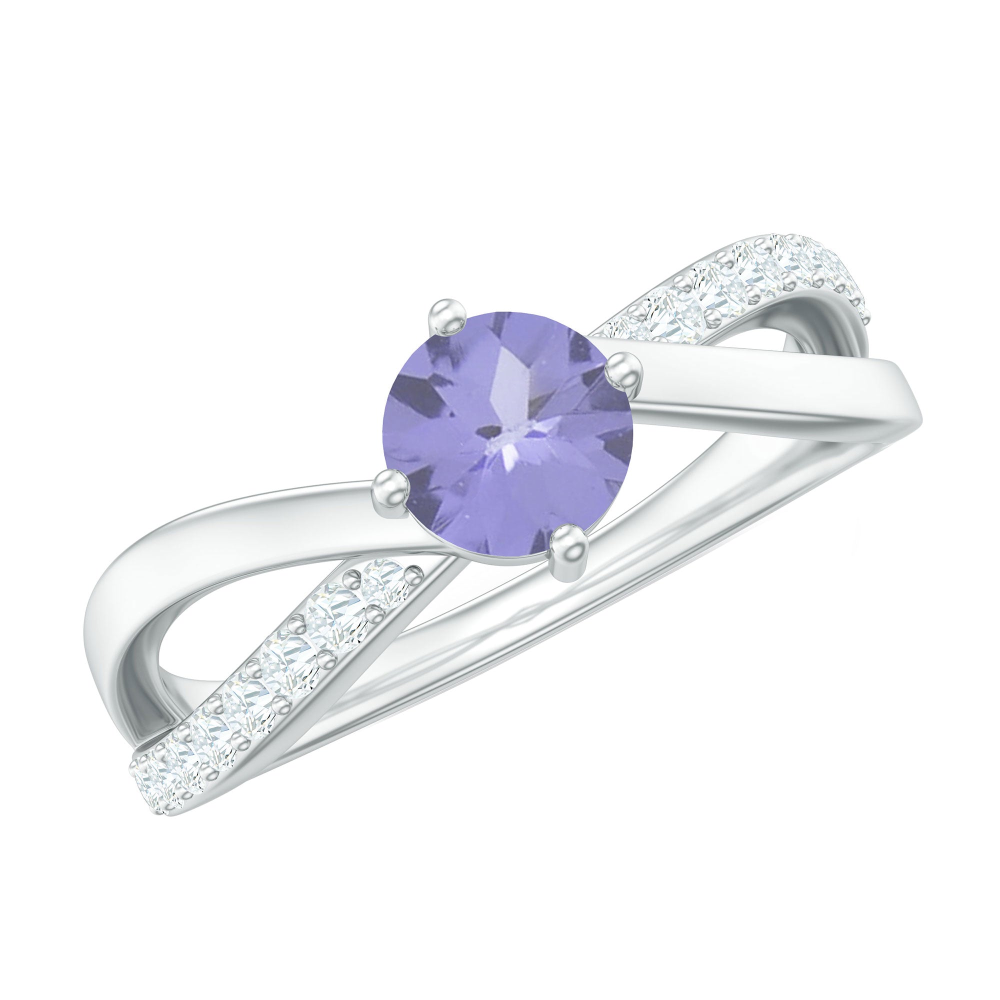 Certified Tanzanite Infinity Proposal Ring with Diamond AAA - Rosec Jewels