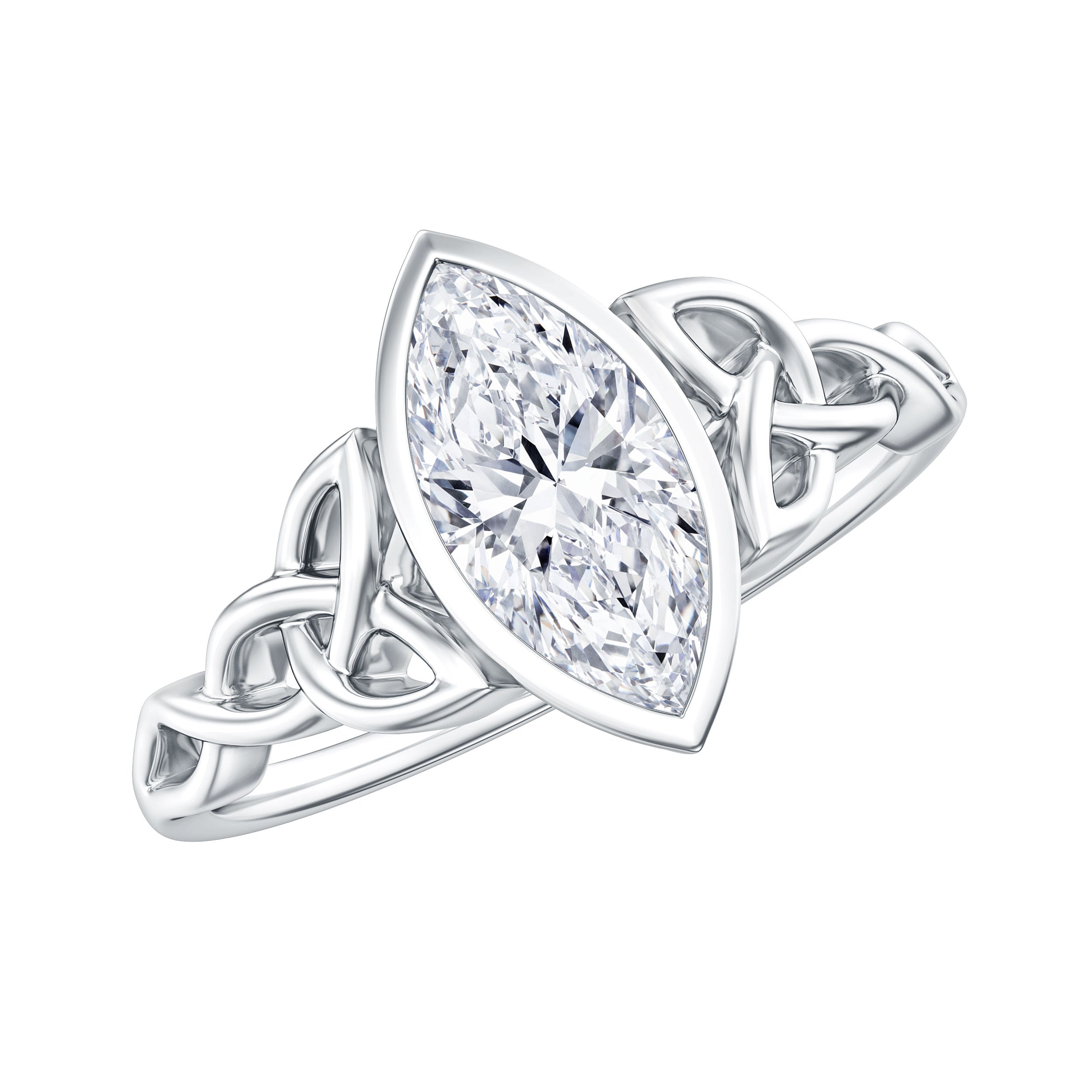 Moissanite 1 Carat Marquise Cut Engagement Ring in Bezel Setting D-VS1 - Rosec Jewels
