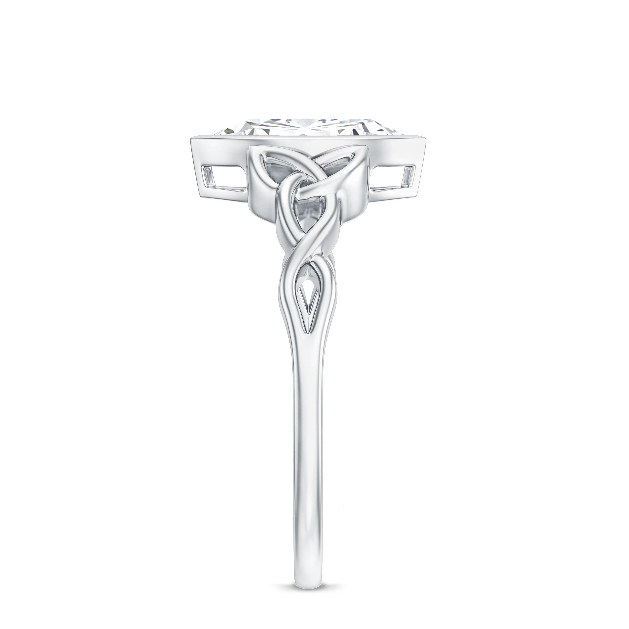 Moissanite 1 Carat Marquise Cut Engagement Ring in Bezel Setting D-VS1 - Rosec Jewels