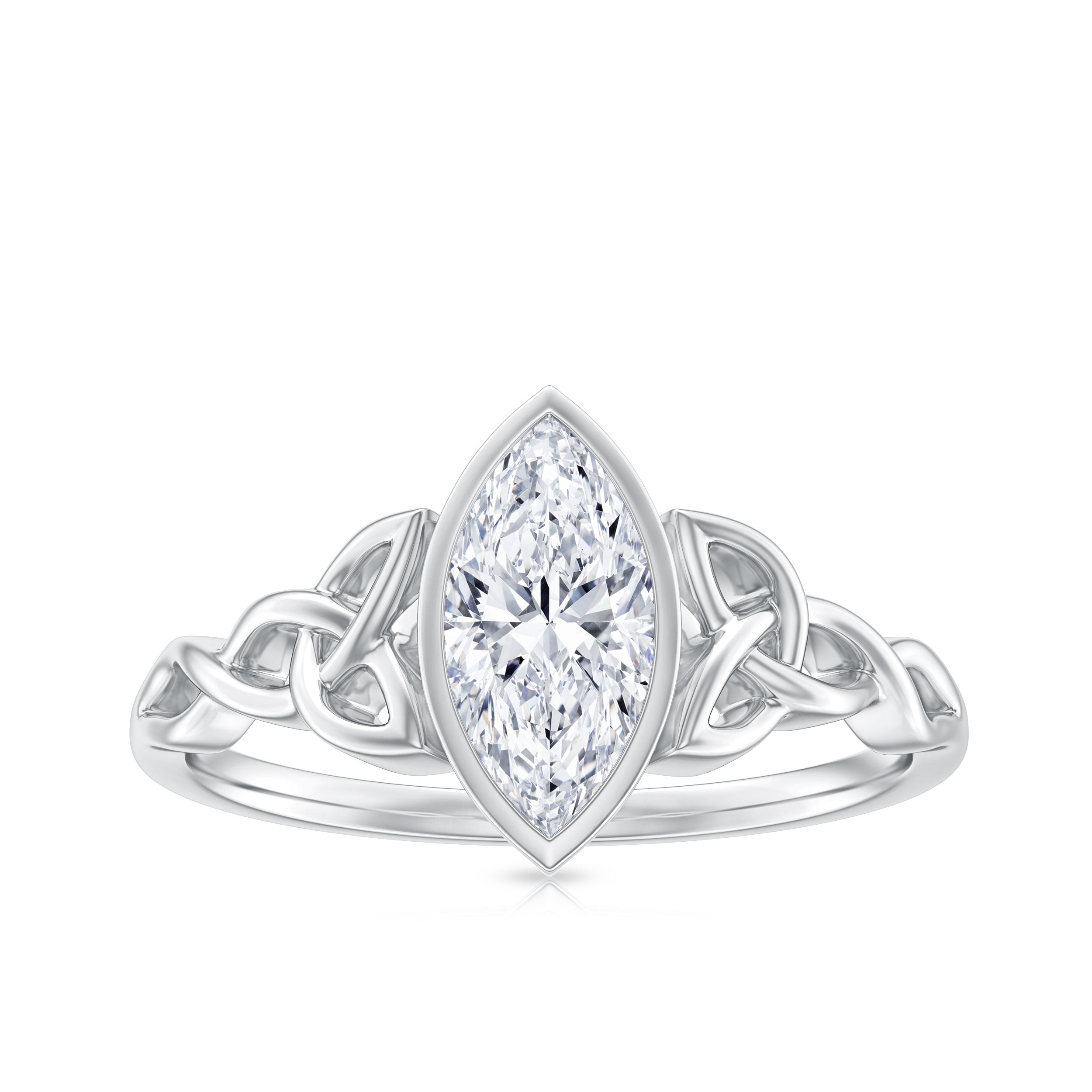 Moissanite 1 Carat Marquise Cut Engagement Ring in Bezel Setting D-VS1 - Rosec Jewels