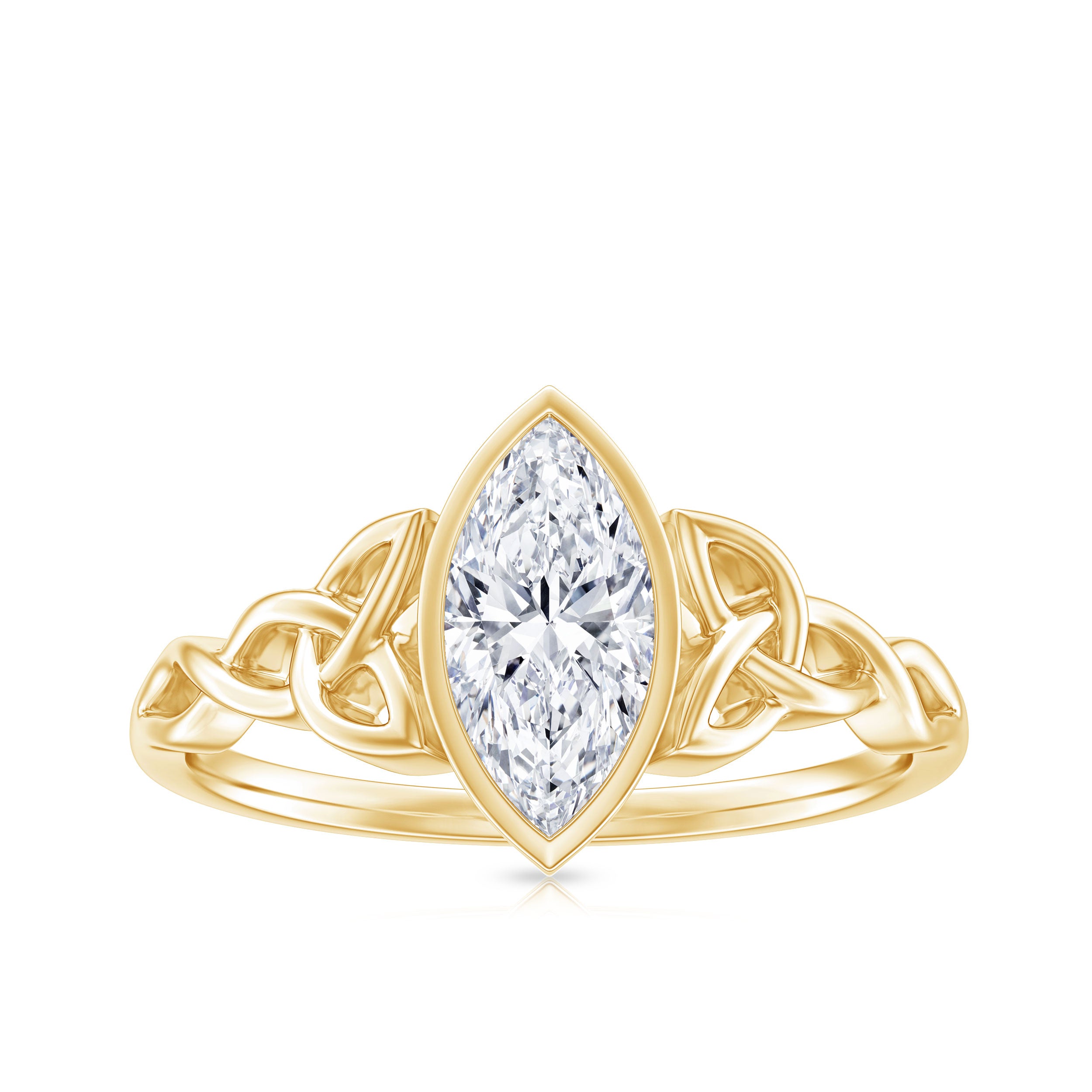 Moissanite 1 Carat Marquise Cut Engagement Ring in Bezel Setting D-VS1 - Rosec Jewels