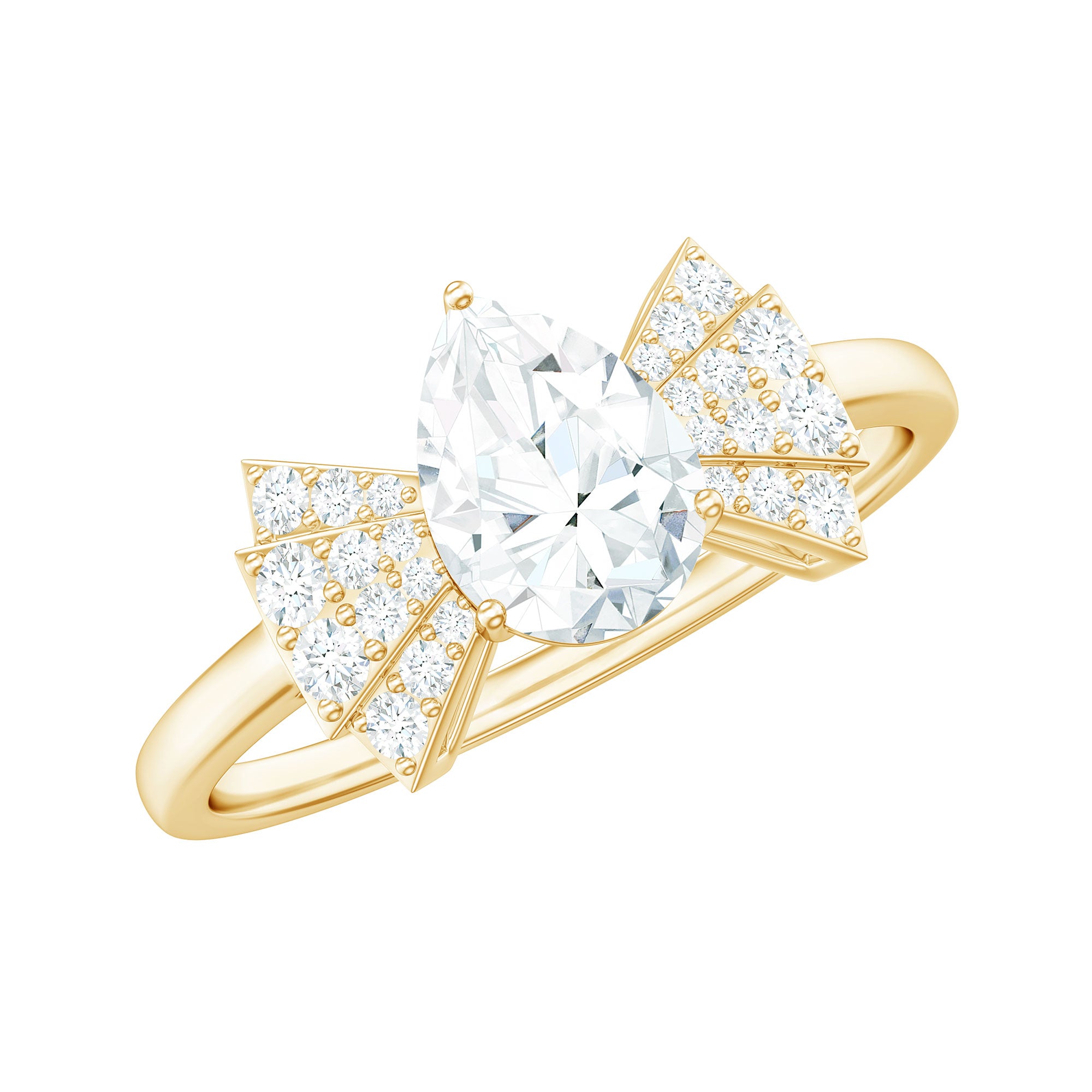 Pear Shaped Moissanite Designer Engagement Ring D-VS1 - Rosec Jewels