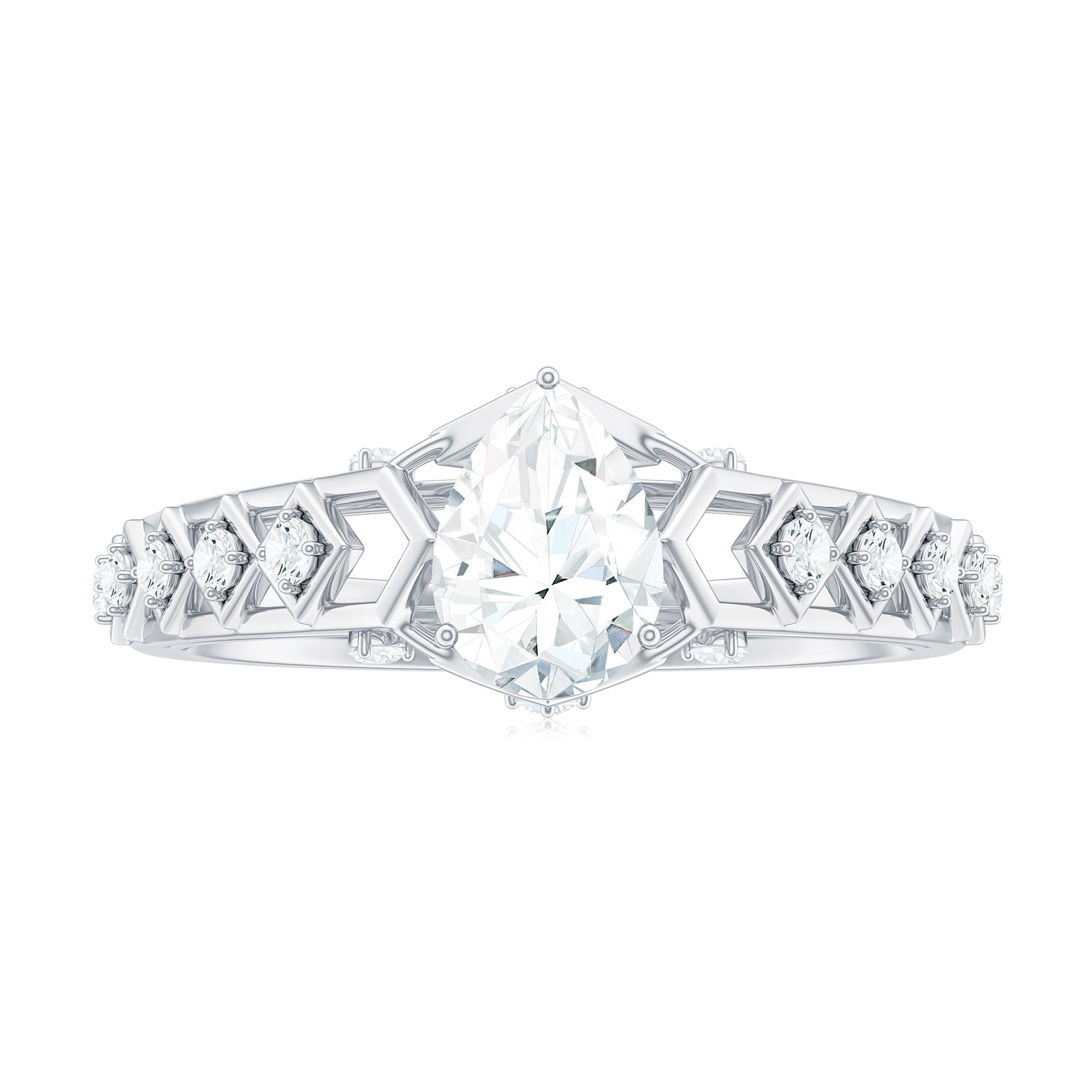 Art Deco Inspired Brilliant Cut Moissanite Solitaire Engagement Ring D-VS1 - Rosec Jewels