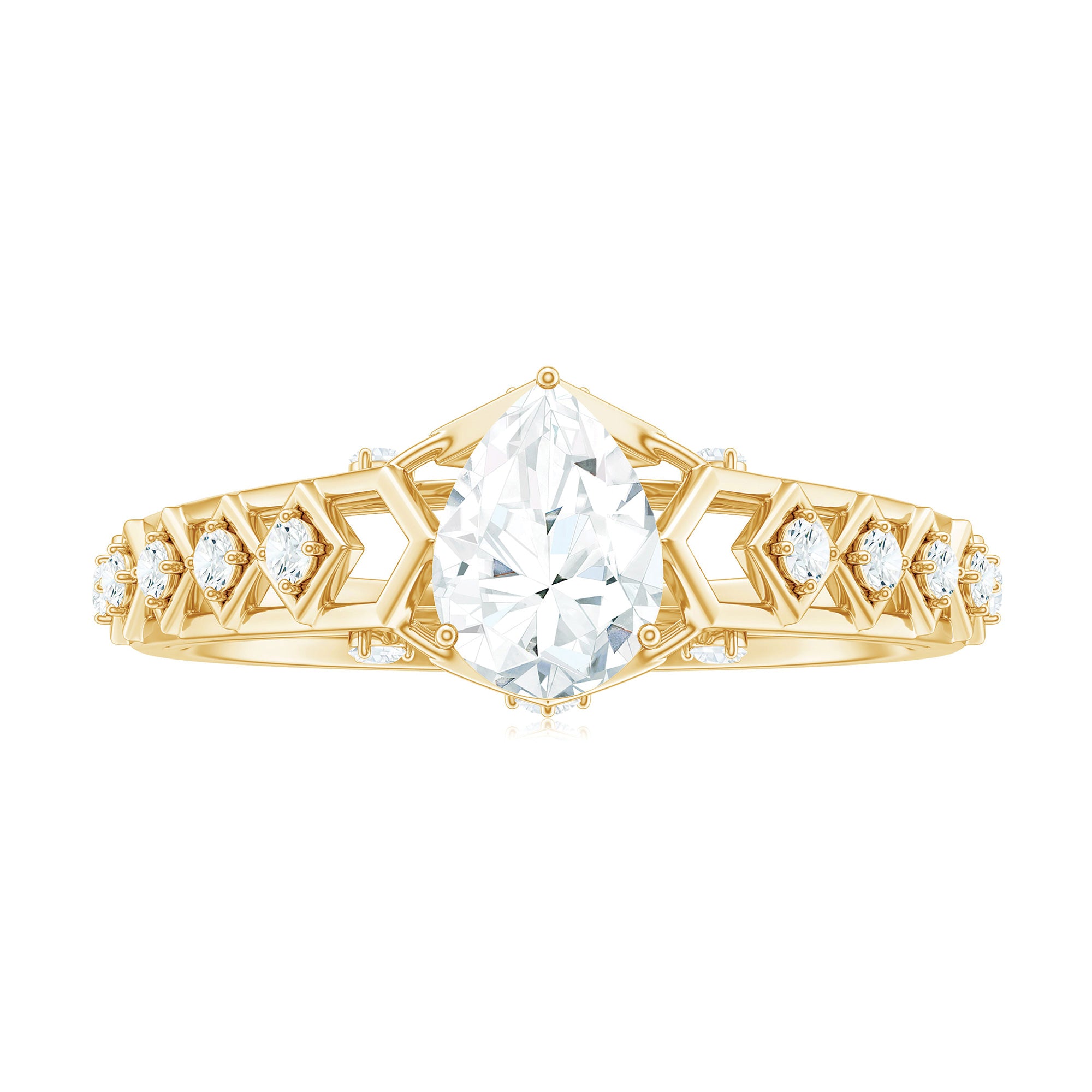 Art Deco Inspired Brilliant Cut Moissanite Solitaire Engagement Ring D-VS1 - Rosec Jewels