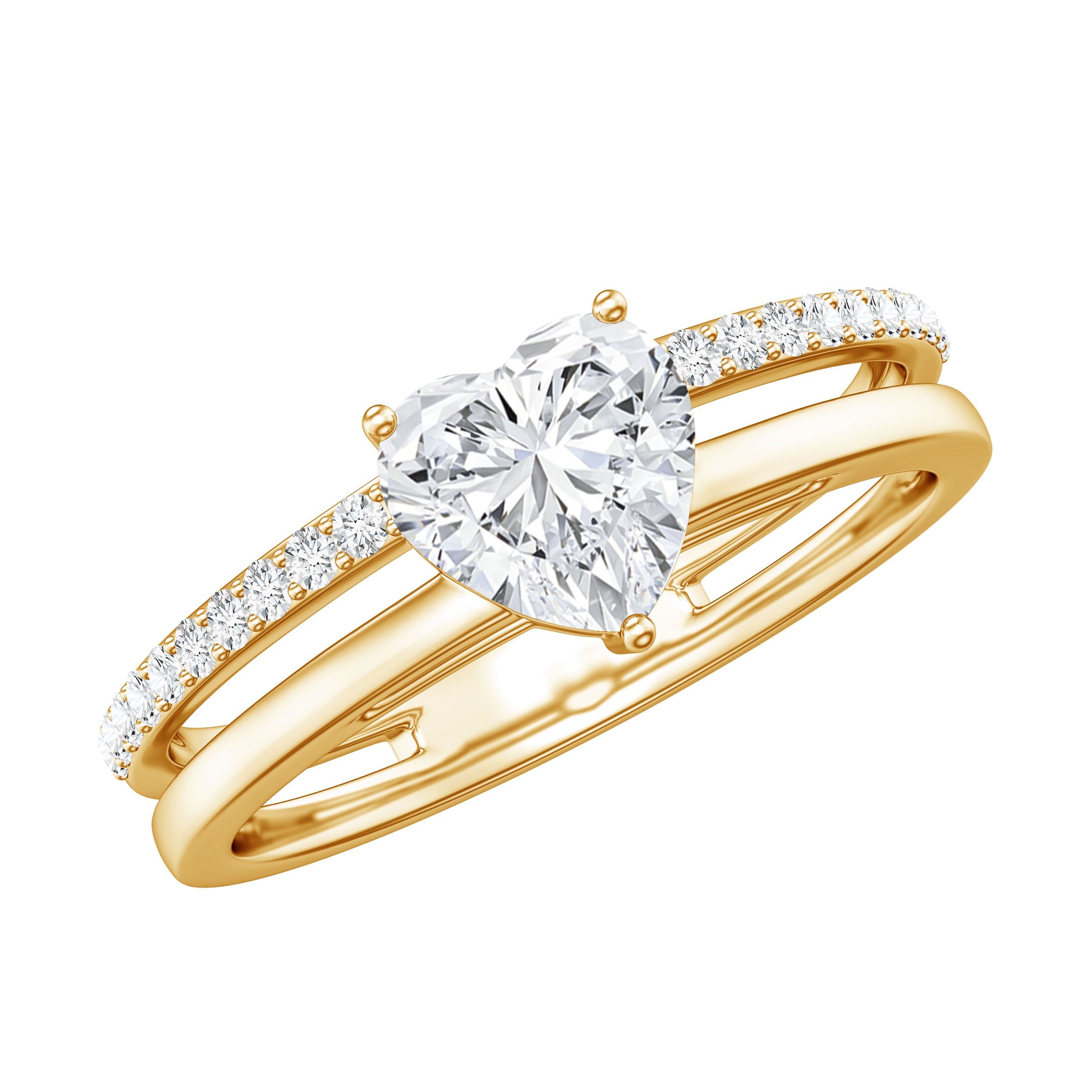 1.5 Carat Heart Shape Moissanite Double Band Engagement Ring D-VS1 - Rosec Jewels