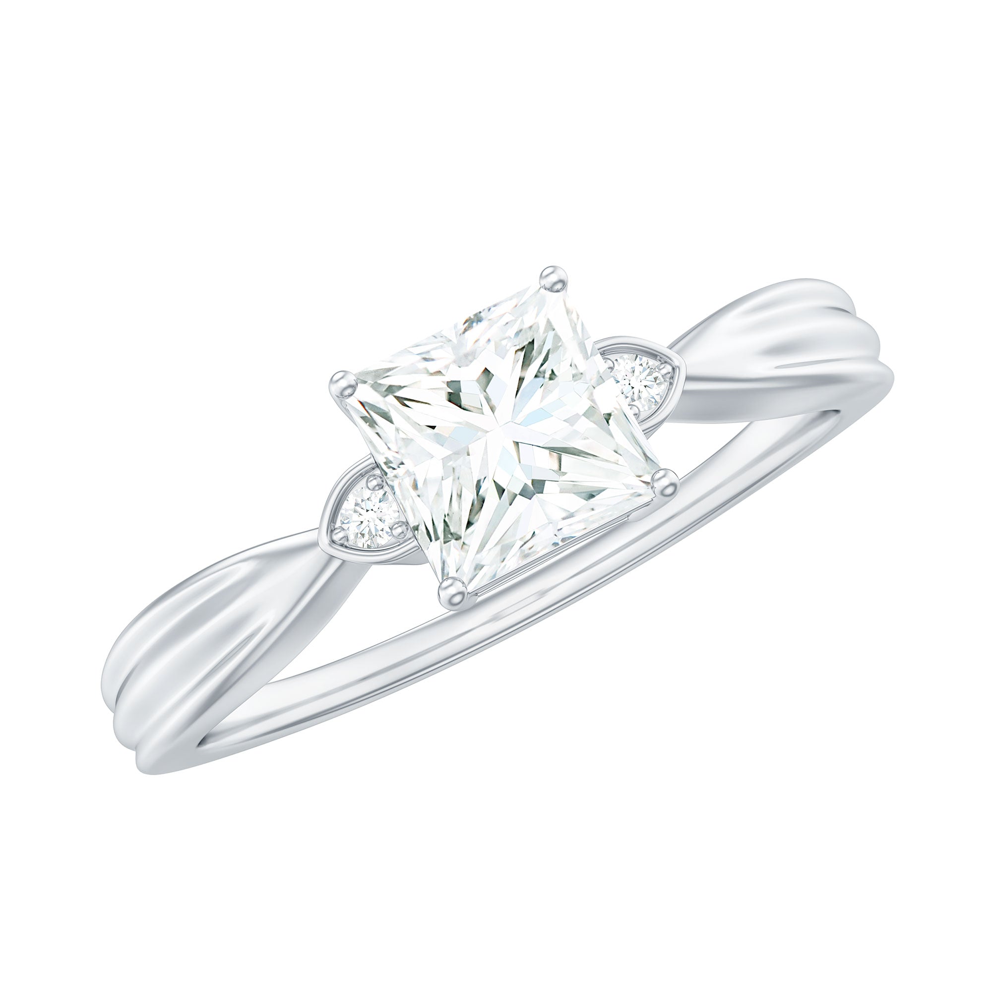 5MM Princess Cut Moissanite Solitaire Promise Ring for Her D-VS1 - Rosec Jewels