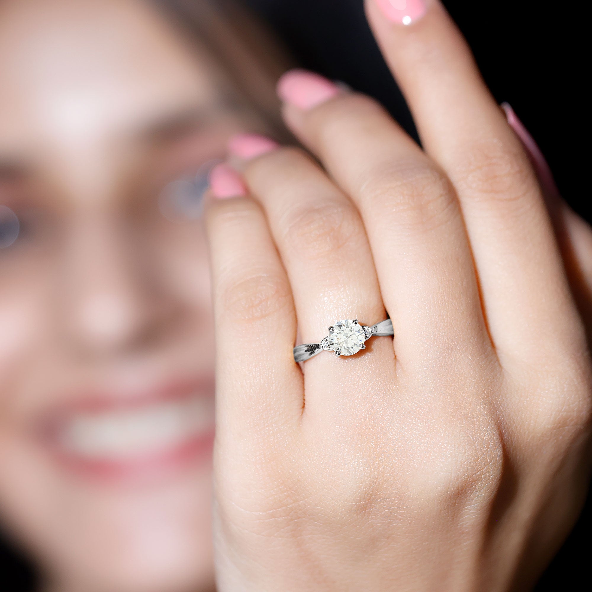 Round Moissanite Solitaire Engagement Ring for Her D-VS1 - Rosec Jewels