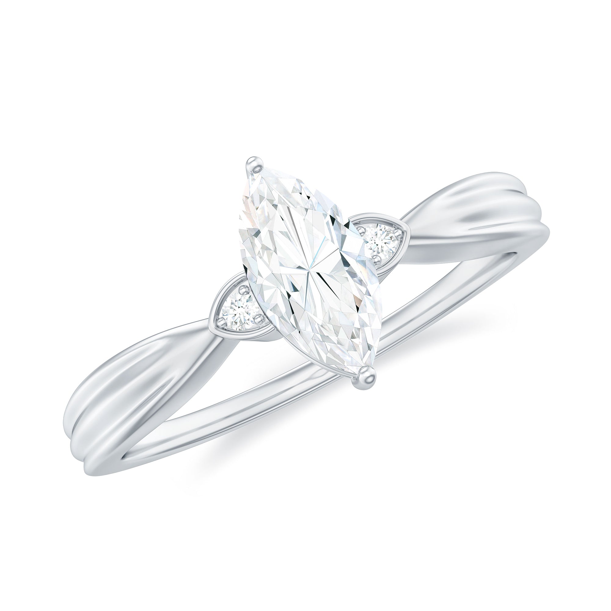 Marquise Cut Moissanite Solitaire Ring D-VS1 - Rosec Jewels