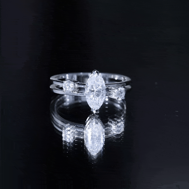 Certified Moissanite Marquise Engagement Ring D-VS1 - Rosec Jewels