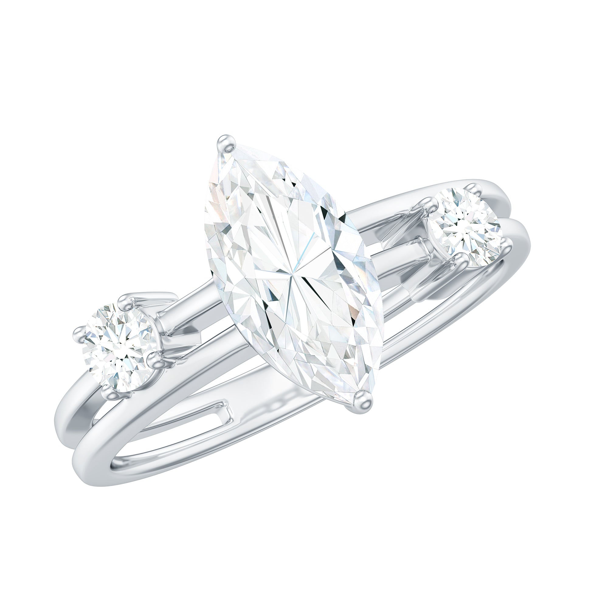 Certified Moissanite Marquise Engagement Ring D-VS1 - Rosec Jewels