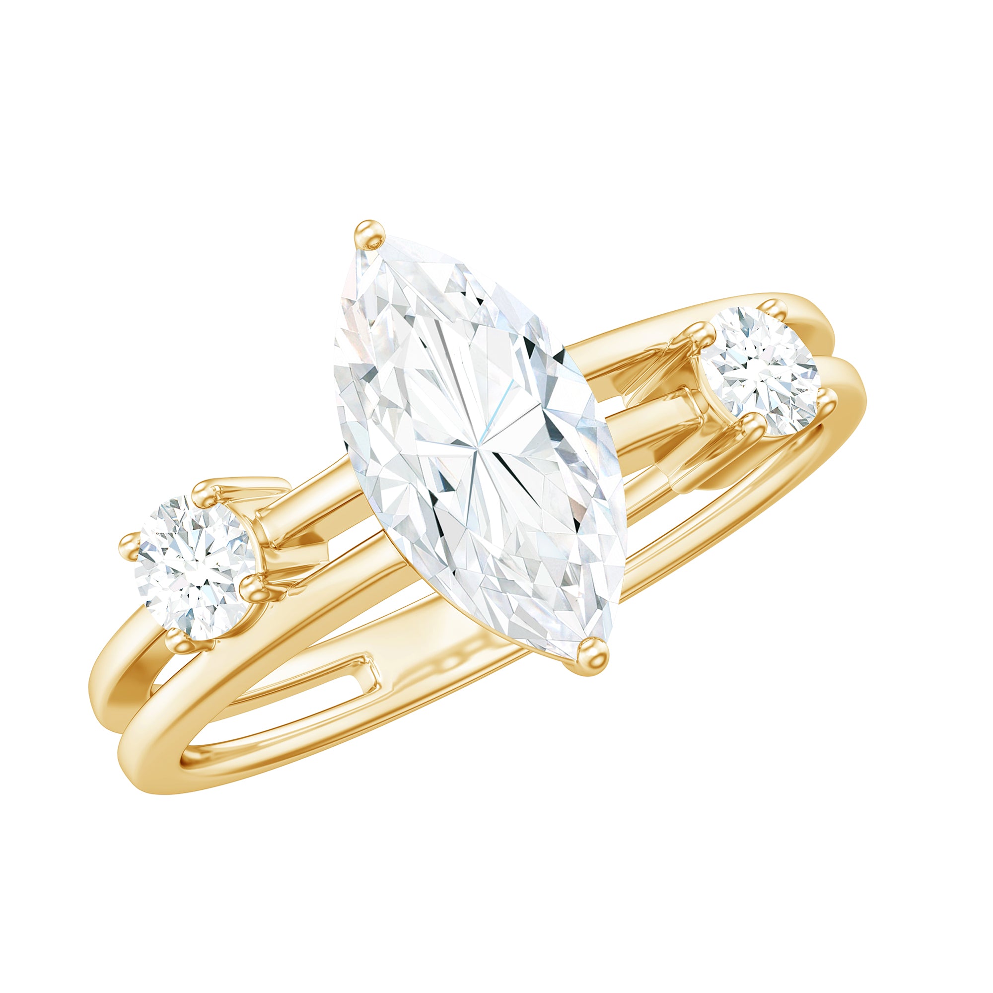 Certified Moissanite Marquise Engagement Ring D-VS1 - Rosec Jewels