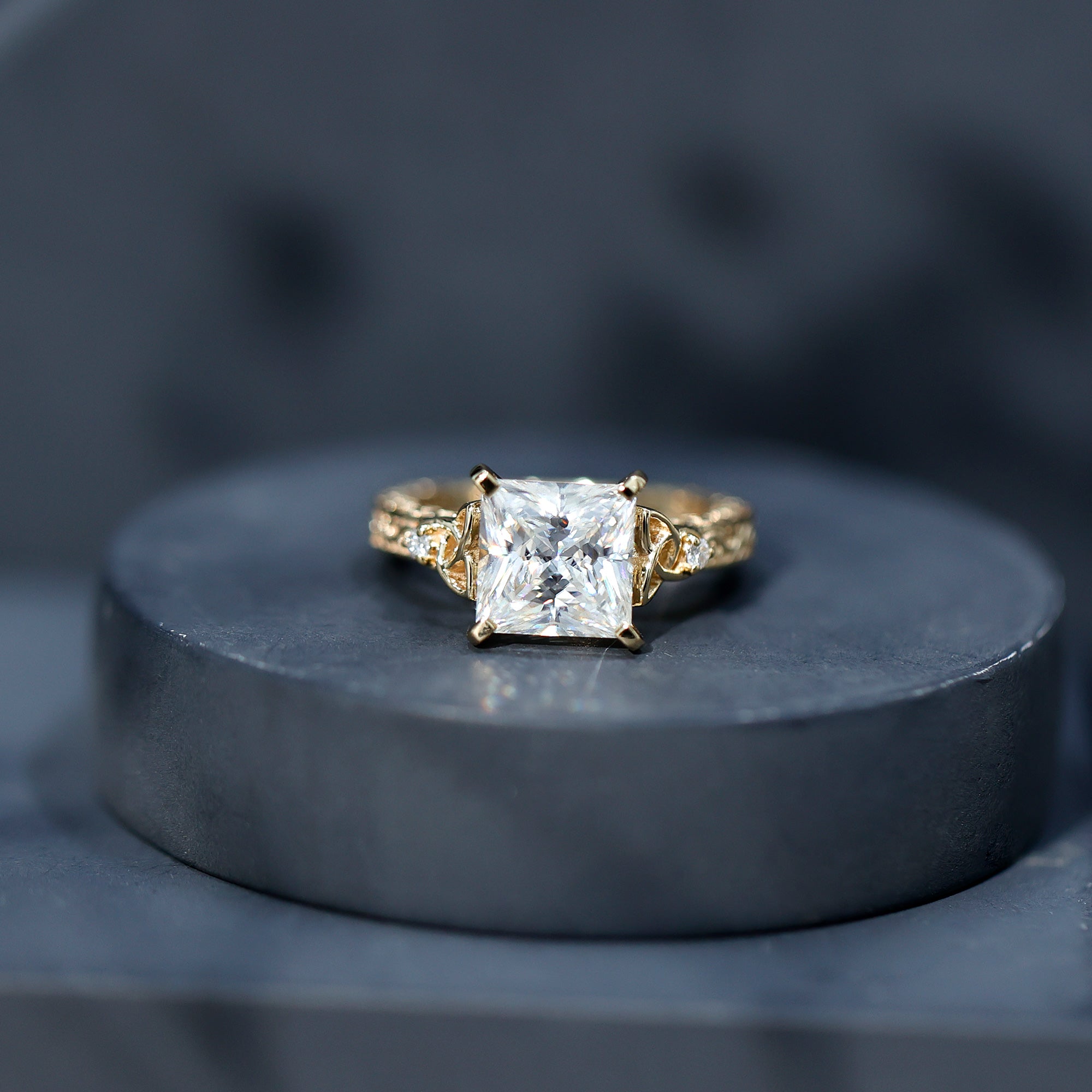 Antique Style 3 Carat Princess Cut Moissanite Celtic Knot Engagement Ring D-VS1 - Rosec Jewels
