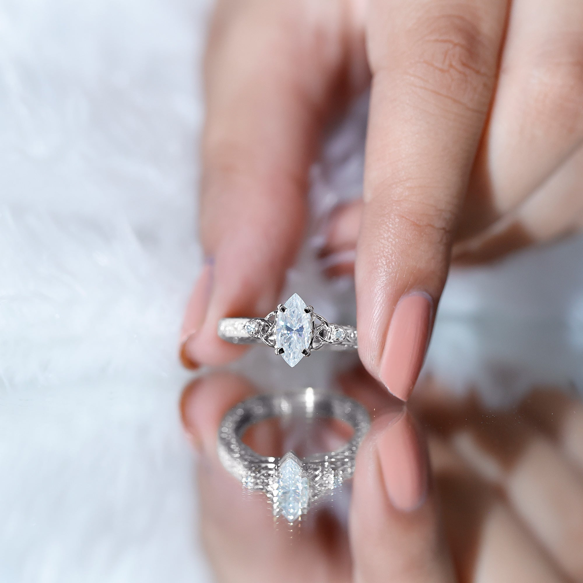 Antique Style Moissanite Celtic Knot Engagement Ring D-VS1 - Rosec Jewels