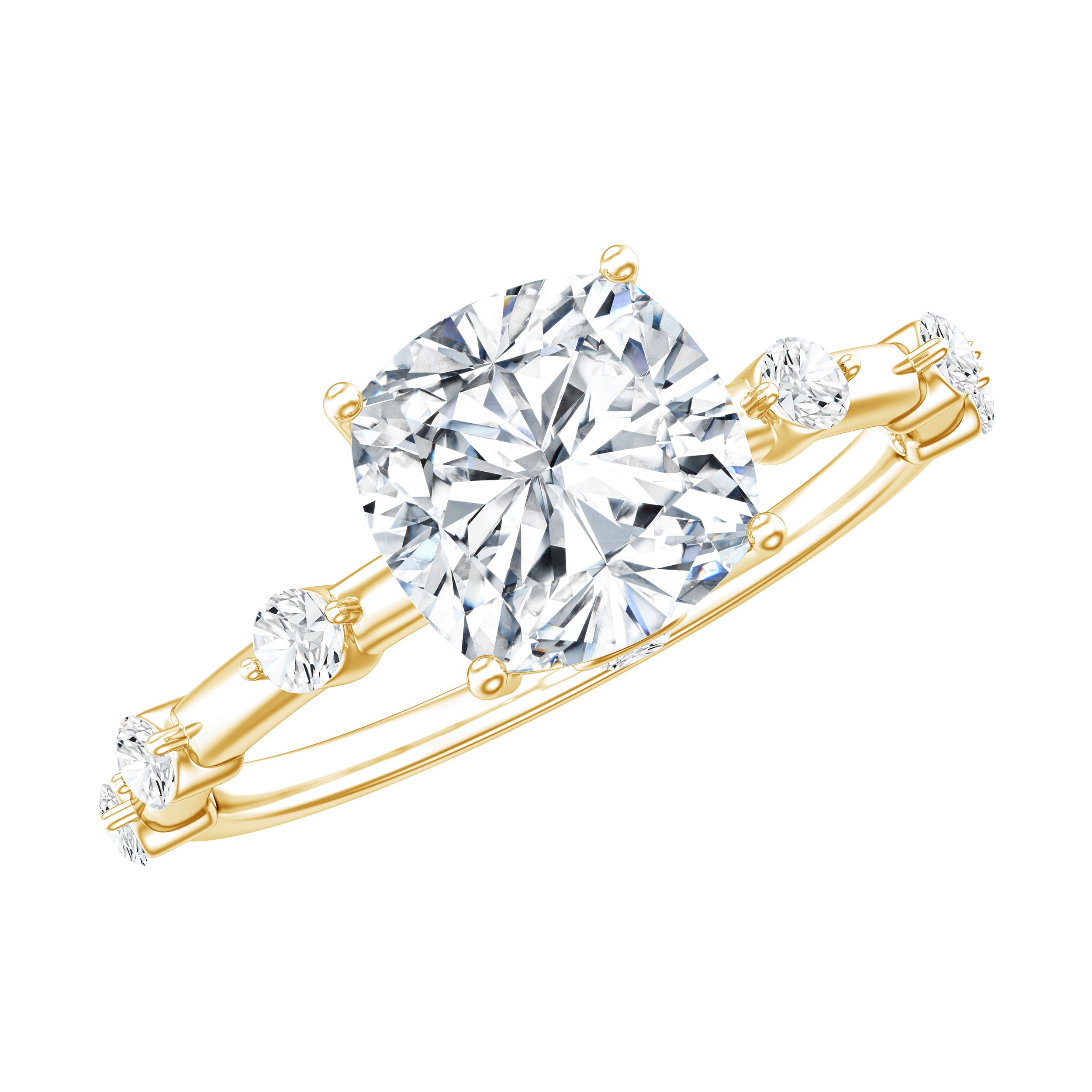 Certified Cushion Cut Moissanite Huge Engagement Ring D-VS1 - Rosec Jewels