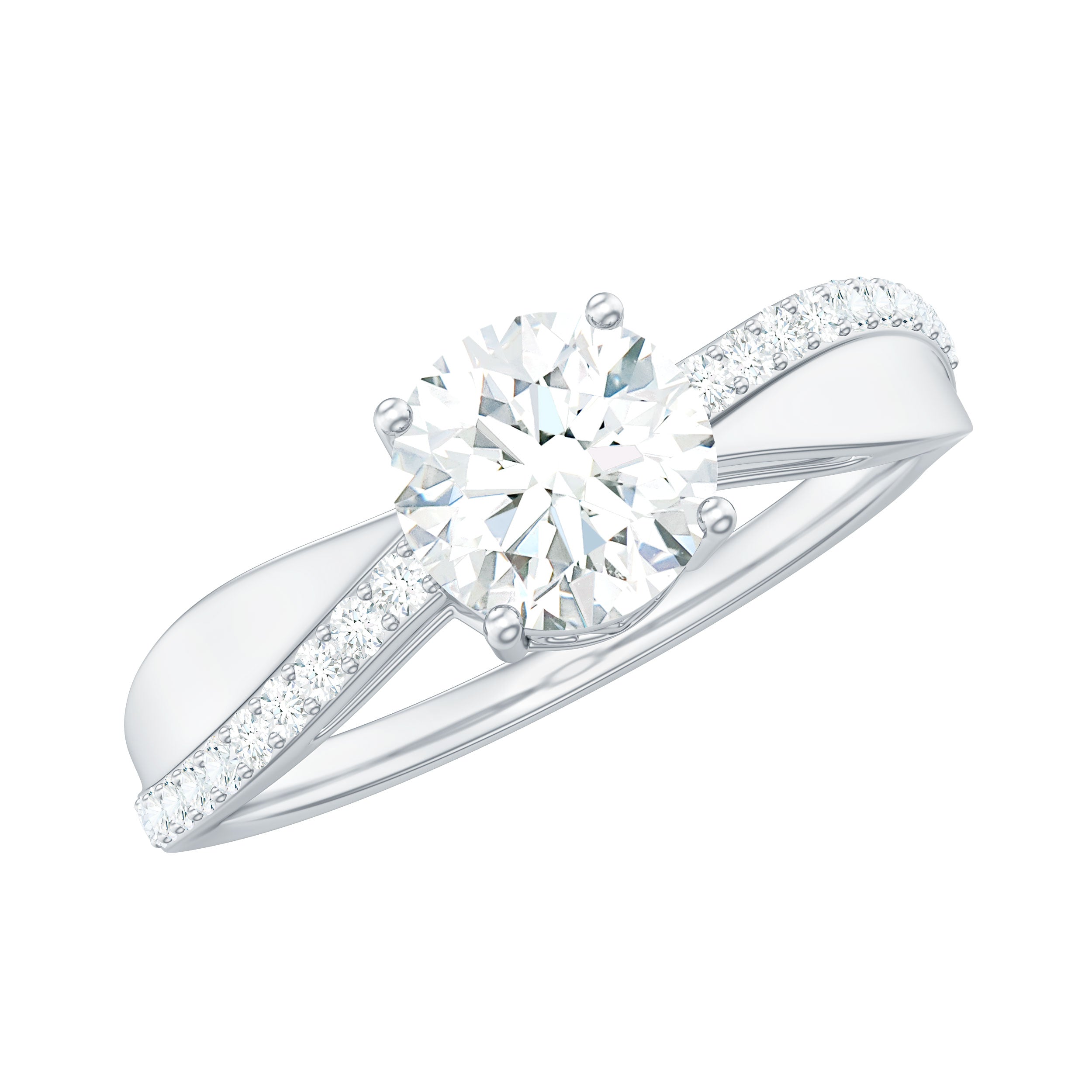 Classic Round Cut Moissanite Solitaire Engagement Ring in Gold