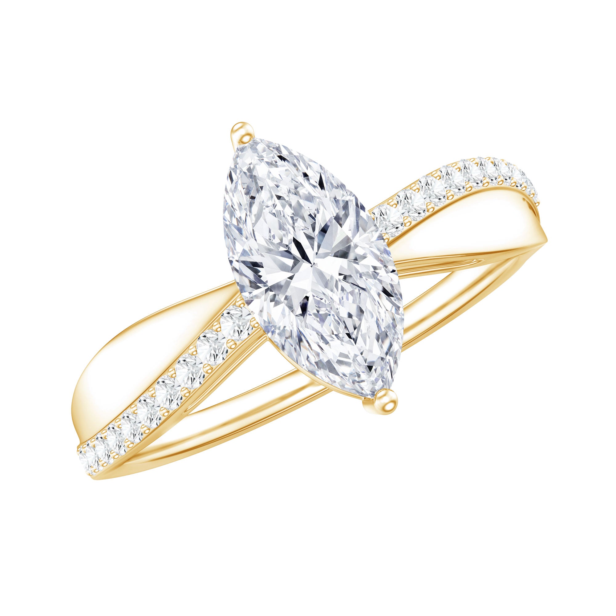 Classic Marquise Cut Moissanite Solitaire Engagement Ring D-VS1 - Rosec Jewels