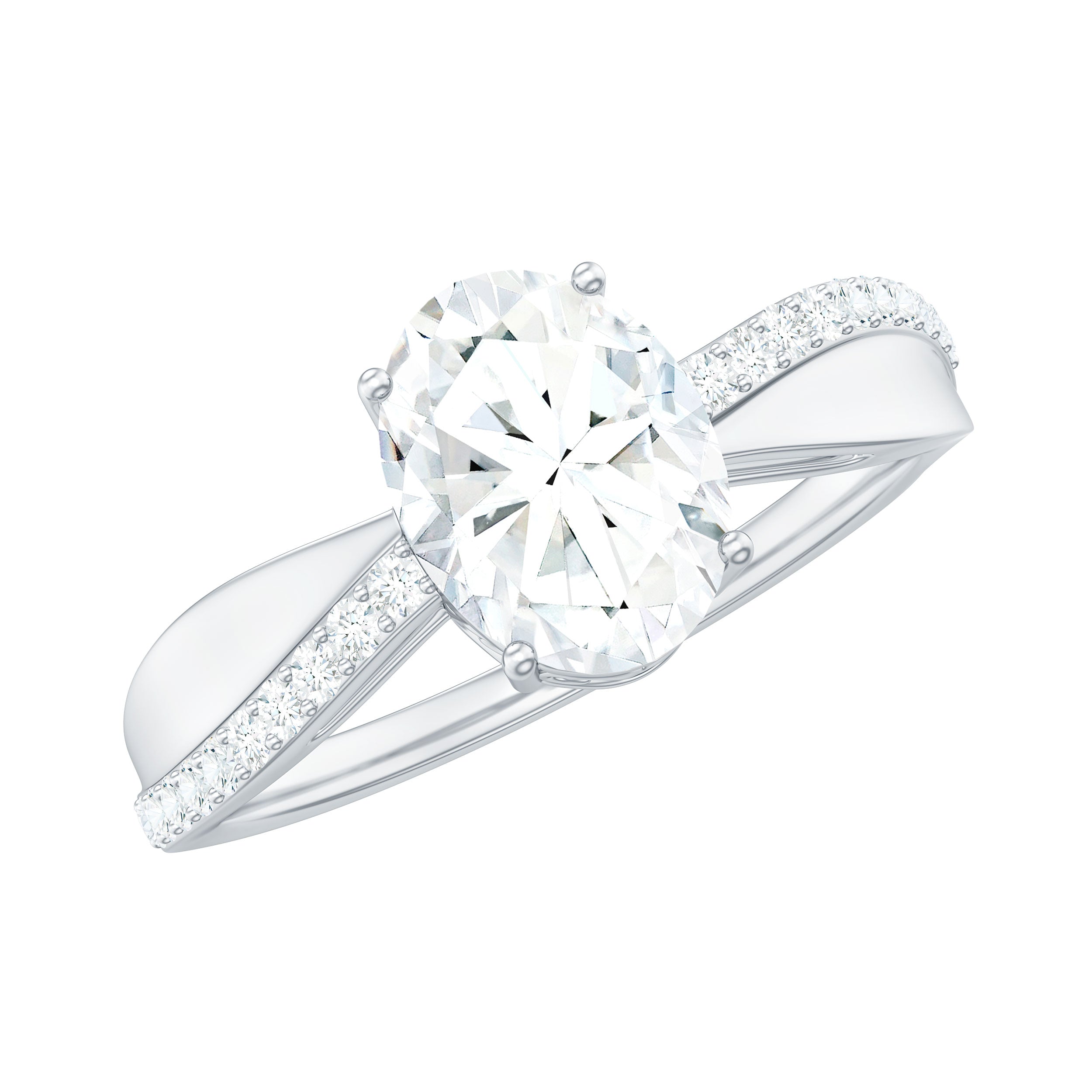 6X8mm Brilliant Cut Certified Moissanite Engagement Ring