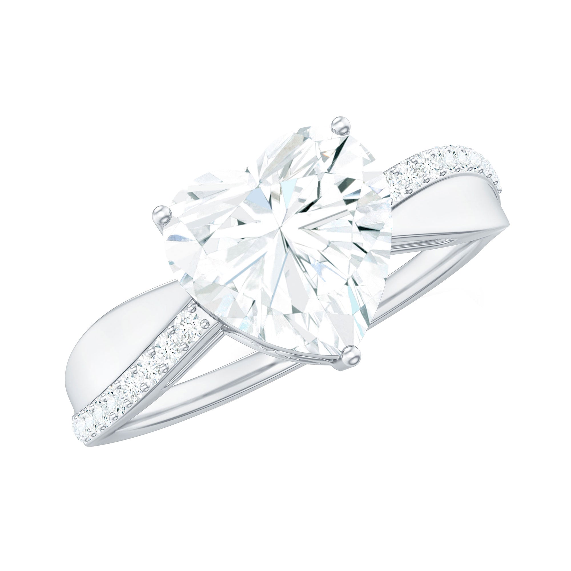 Heart Shape Moissanite Solitaire Engagement Ring for Her D-VS1 - Rosec Jewels