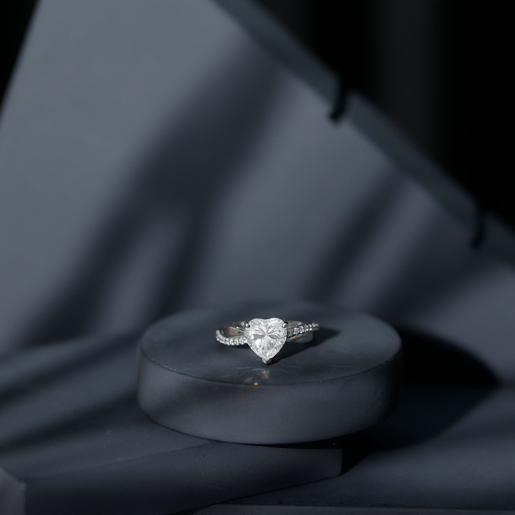 Heart Shape Moissanite Solitaire Engagement Ring for Her D-VS1 - Rosec Jewels