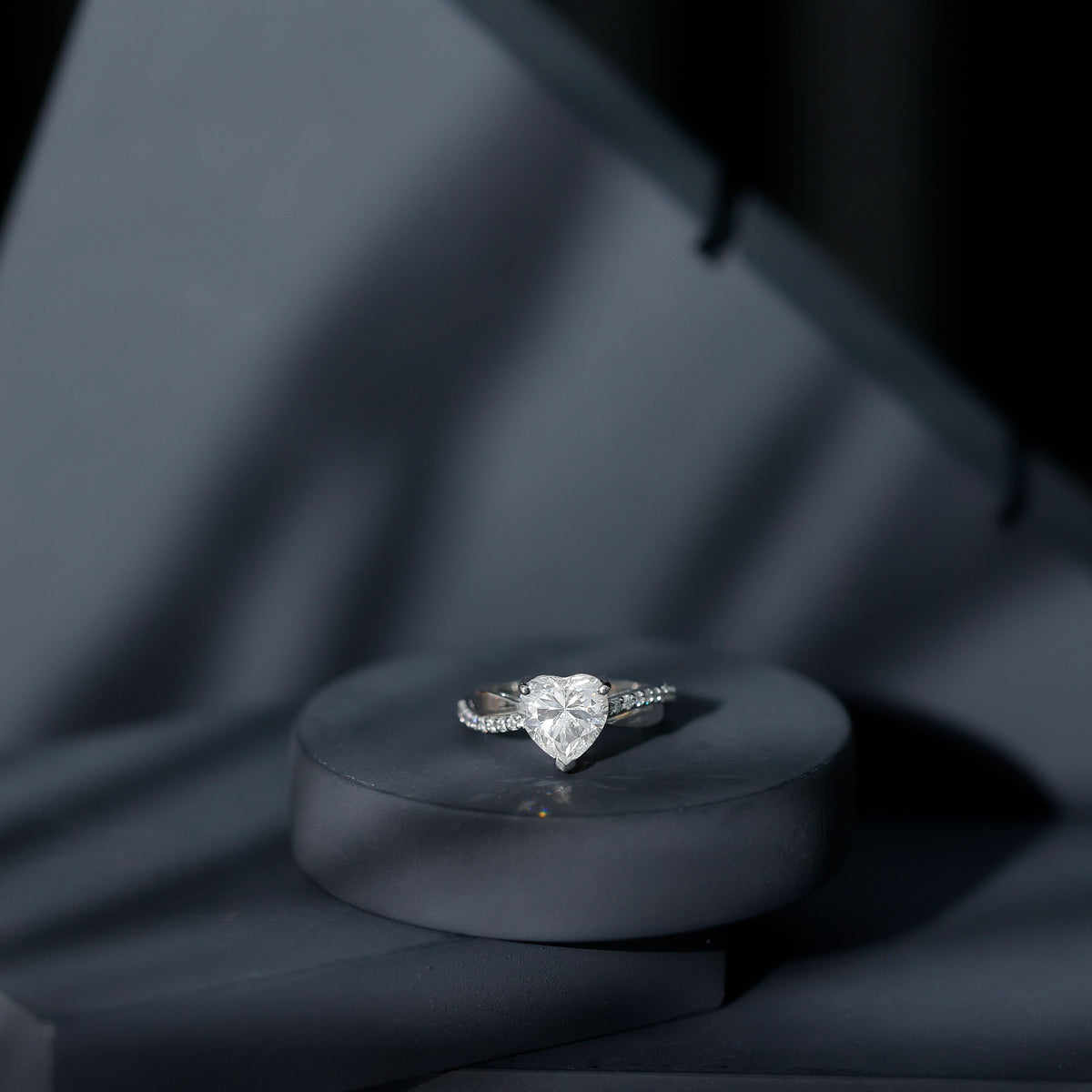 Heart Shape Moissanite Solitaire Engagement Ring for Her D-VS1 - Rosec Jewels