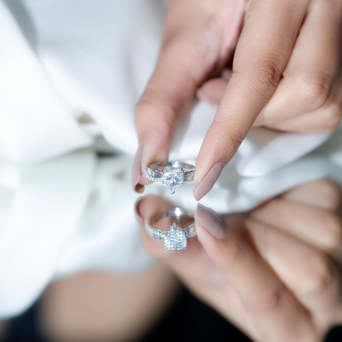 Heart Shape Moissanite Solitaire Engagement Ring for Her D-VS1 - Rosec Jewels
