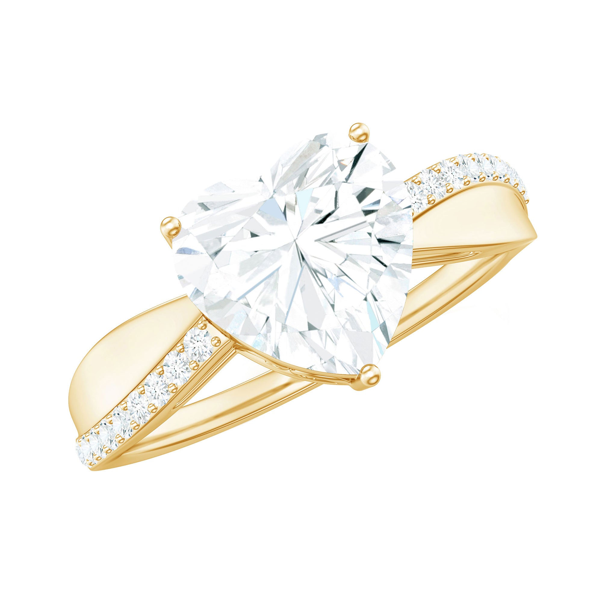 Heart Shape Moissanite Solitaire Engagement Ring for Her D-VS1 - Rosec Jewels