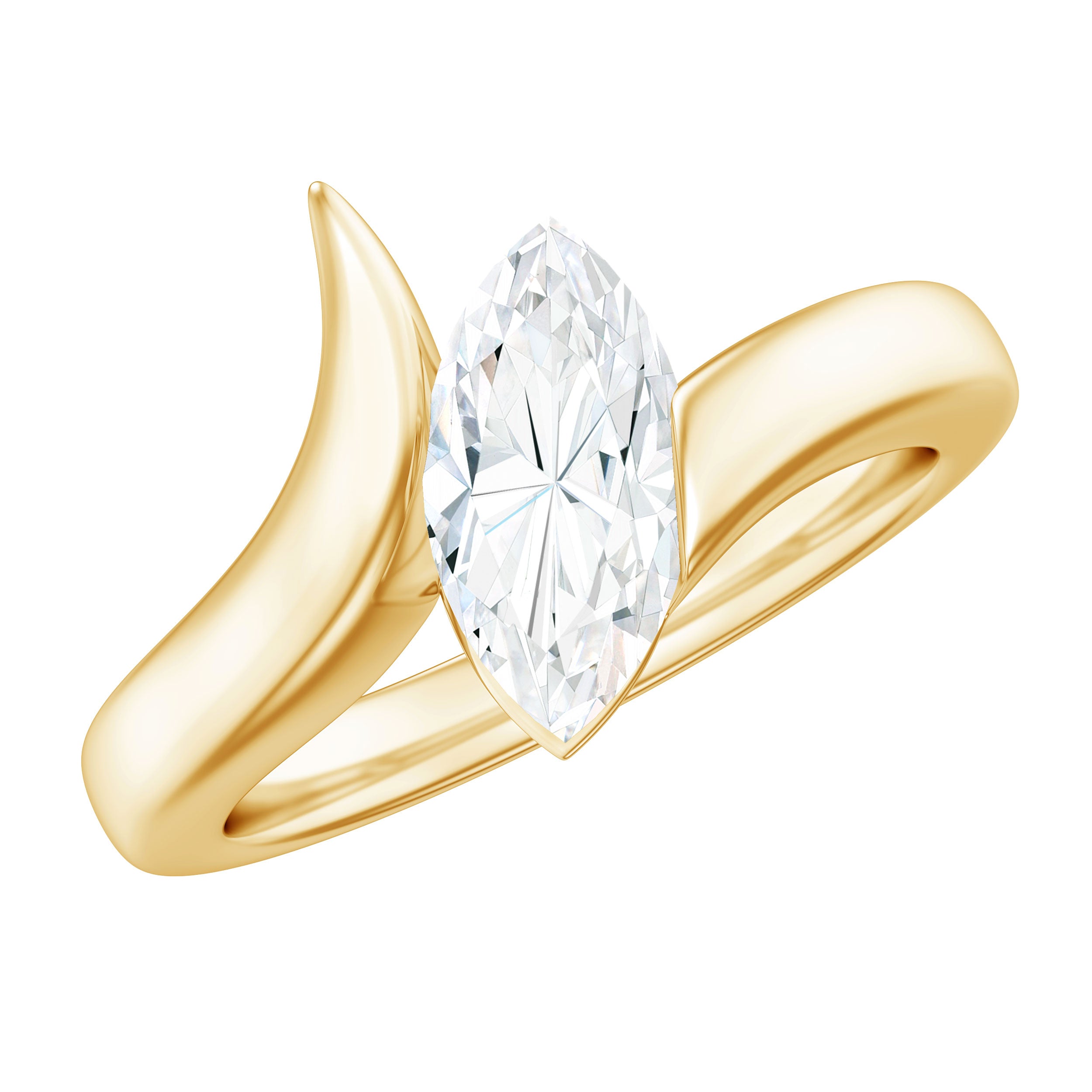 Moissanite Marquise Cut Engagement Ring In Tension Setting D-VS1 - Rosec Jewels