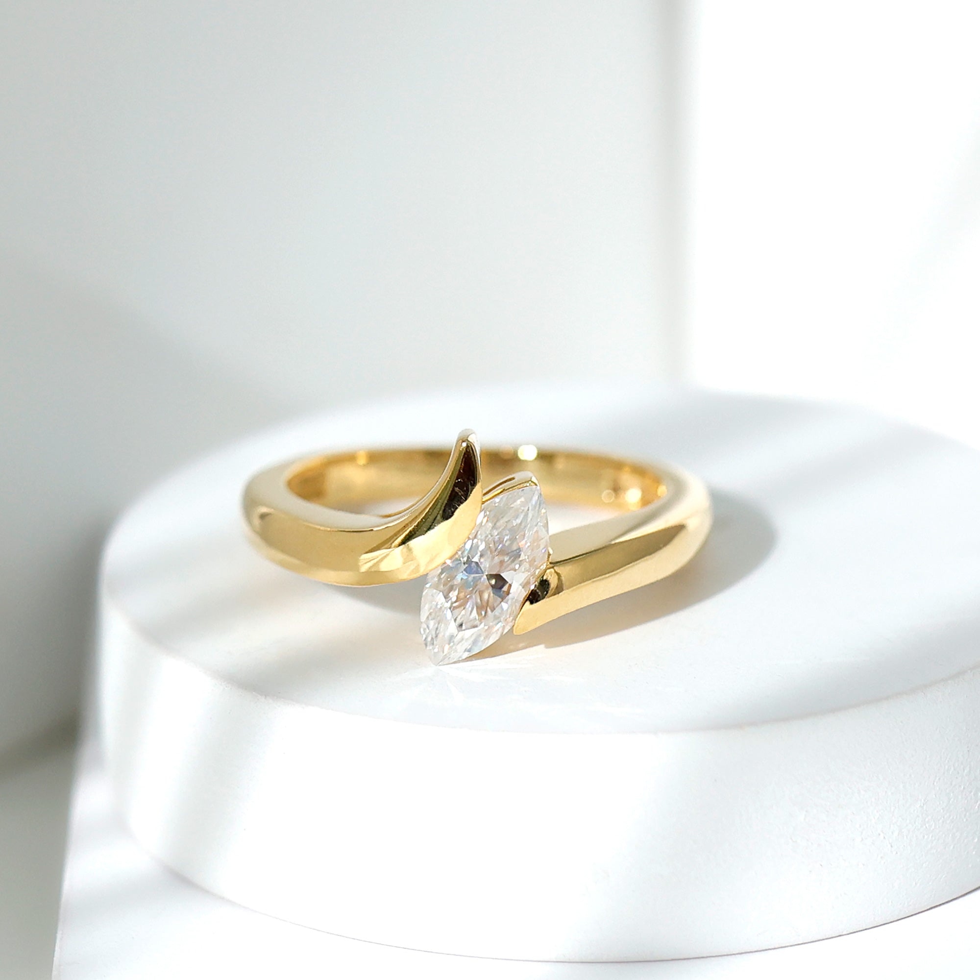 Moissanite Marquise Cut Engagement Ring In Tension Setting D-VS1 - Rosec Jewels