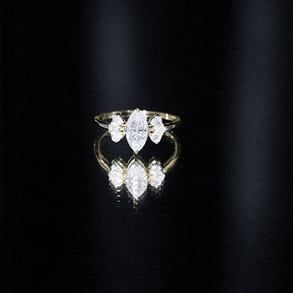 Marquise Cut Moissanite Engagement Ring with Trio D-VS1 - Rosec Jewels