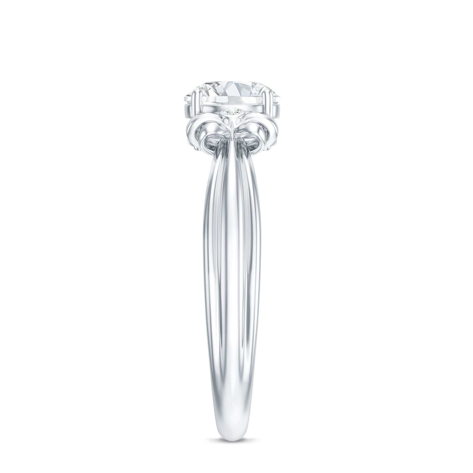 Certified Moissanite Engagement Ring with Bow Ribbon D-VS1 - Rosec Jewels
