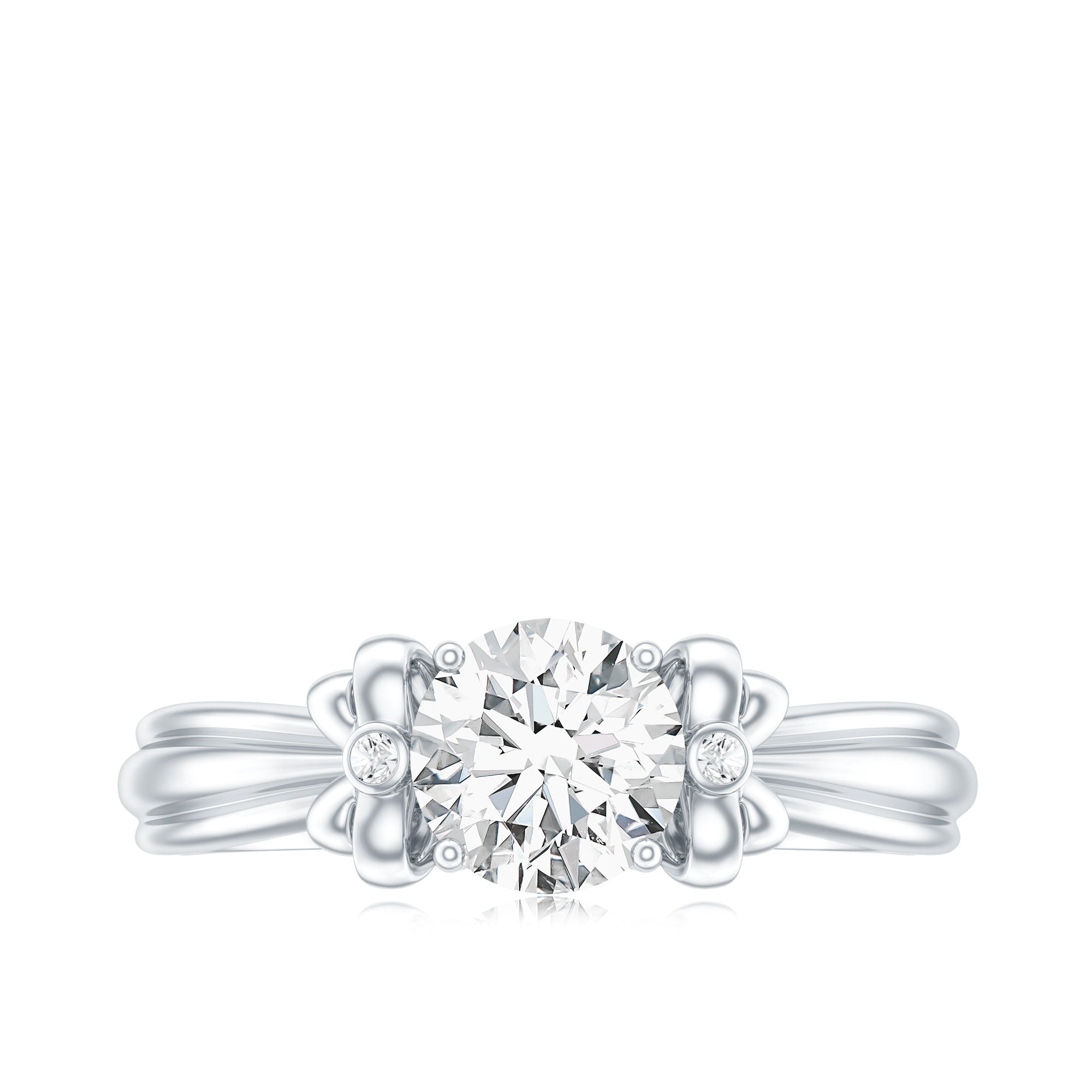 Certified Moissanite Engagement Ring with Bow Ribbon D-VS1 - Rosec Jewels