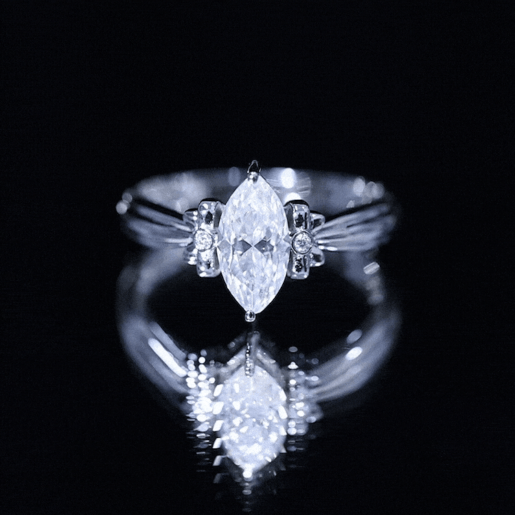 5x10mm Brilliant Cut Certified Moissanite Statement Ring D-VS1 - Rosec Jewels