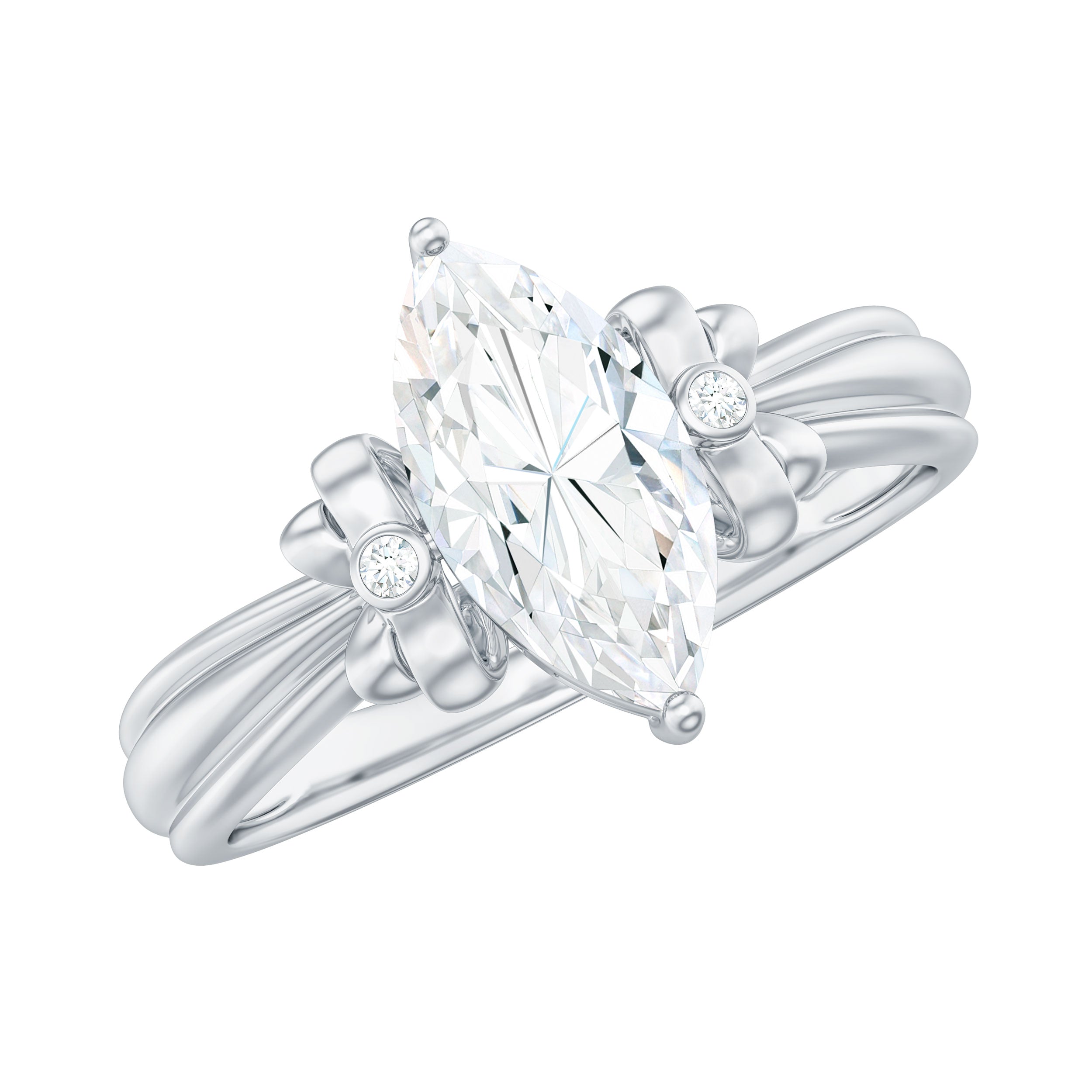 5x10mm Brilliant Cut Certified Moissanite Statement Ring D-VS1 - Rosec Jewels