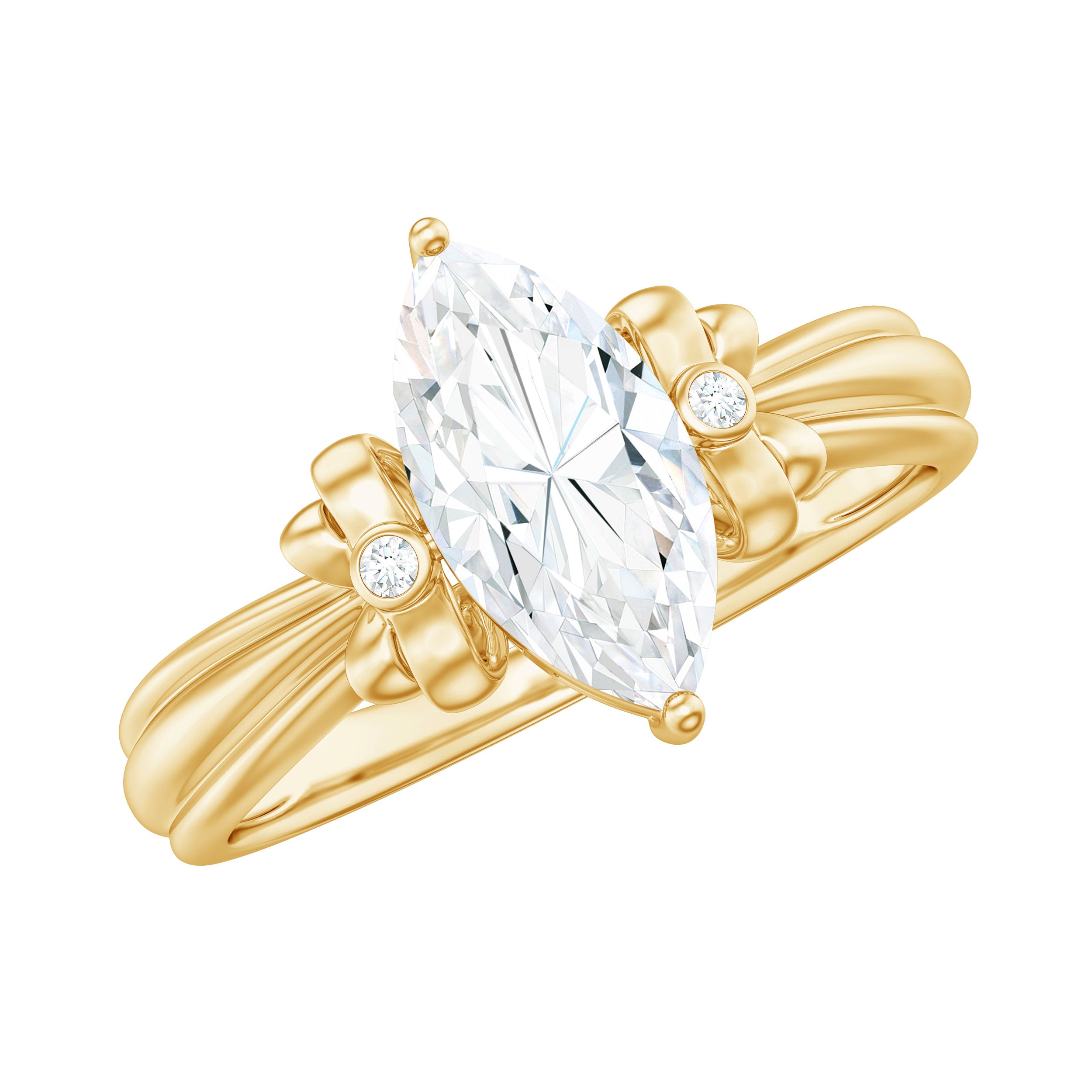 5x10mm Brilliant Cut Certified Moissanite Statement Ring D-VS1 - Rosec Jewels