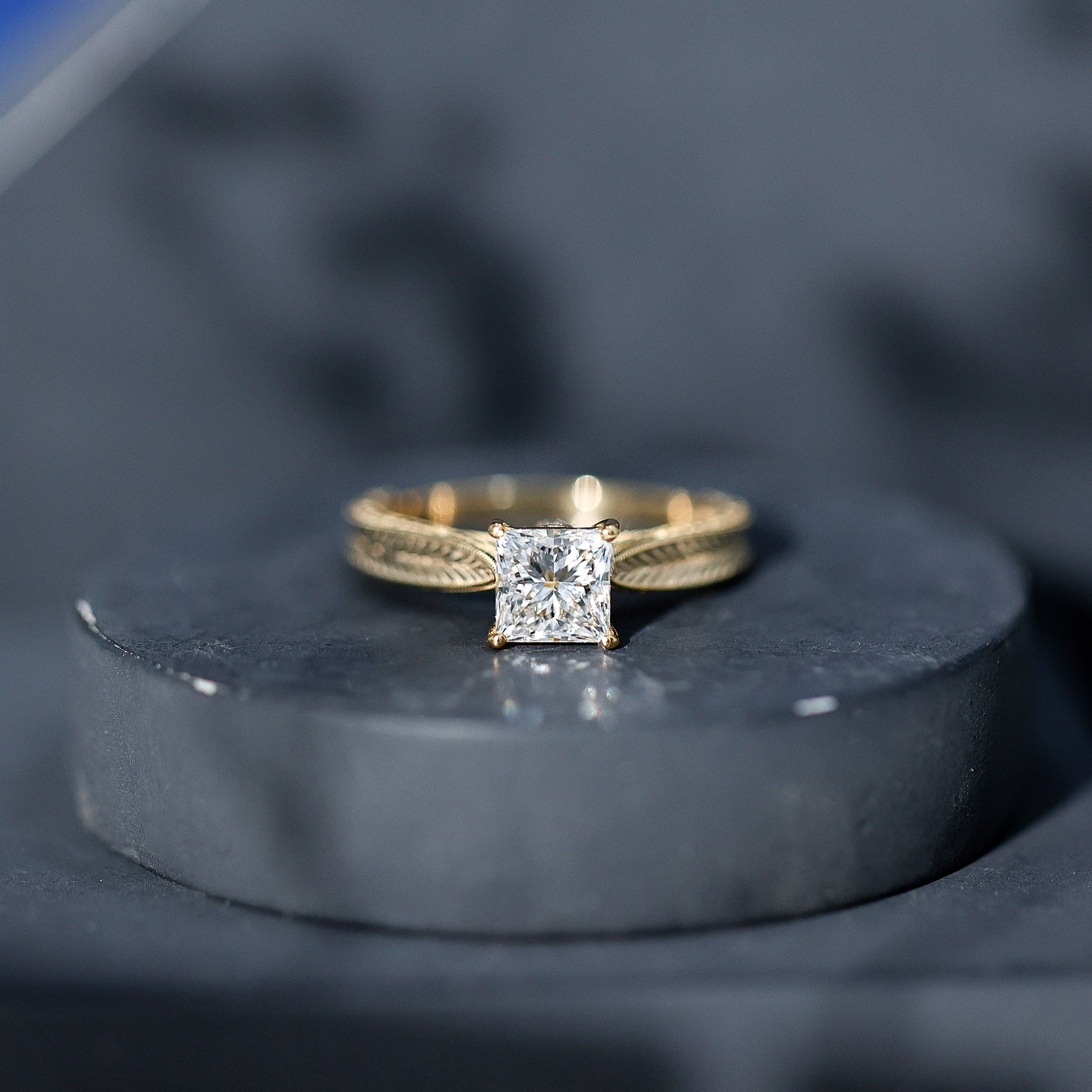 Princess Cut 6 MM Moissanite Solitaire Engagement Ring D-VS1 - Rosec Jewels