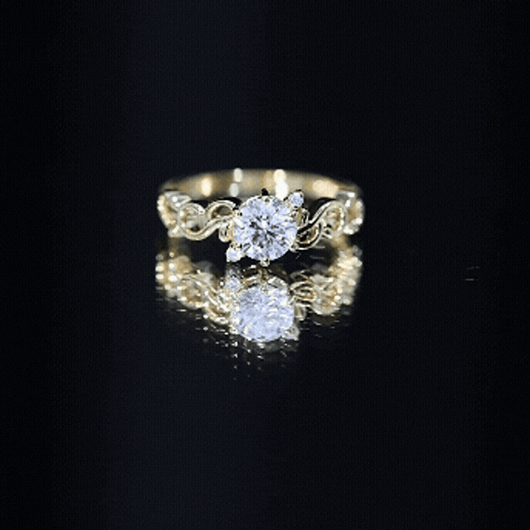 Lab Grown Diamond Art Deco Engagement Ring Lab - ( EF-VS ) - Rosec Jewels
