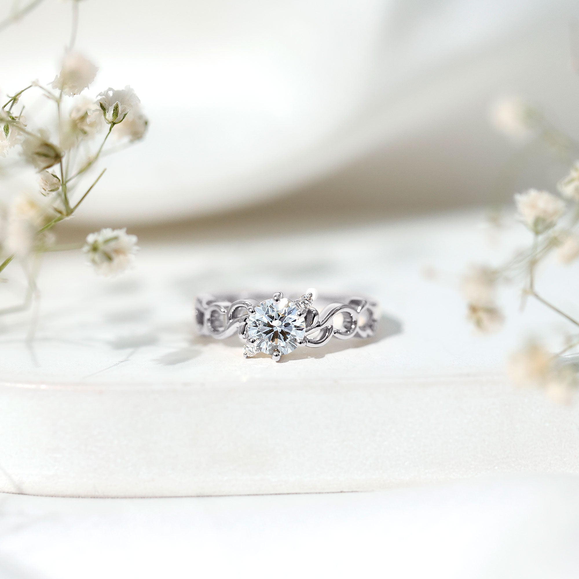 Lab Grown Diamond Art Deco Engagement Ring Lab - ( EF-VS ) - Rosec Jewels