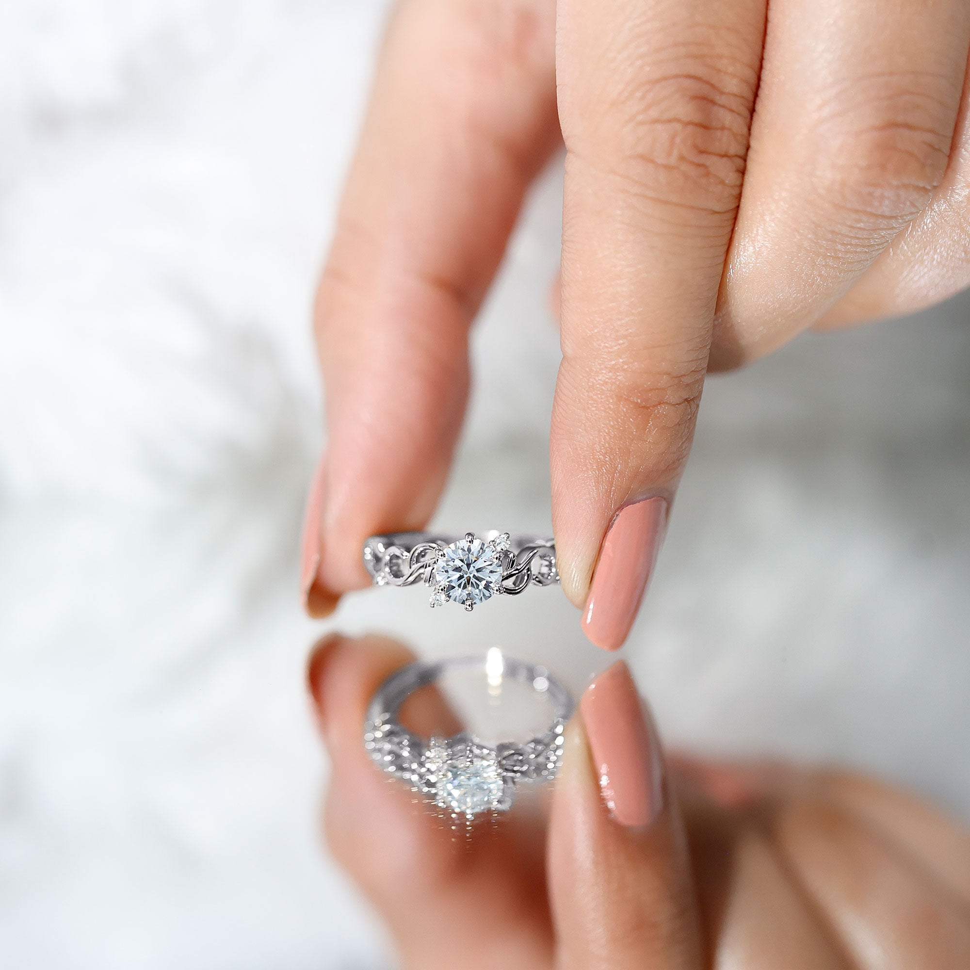 Lab Grown Diamond Art Deco Engagement Ring Lab - ( EF-VS ) - Rosec Jewels
