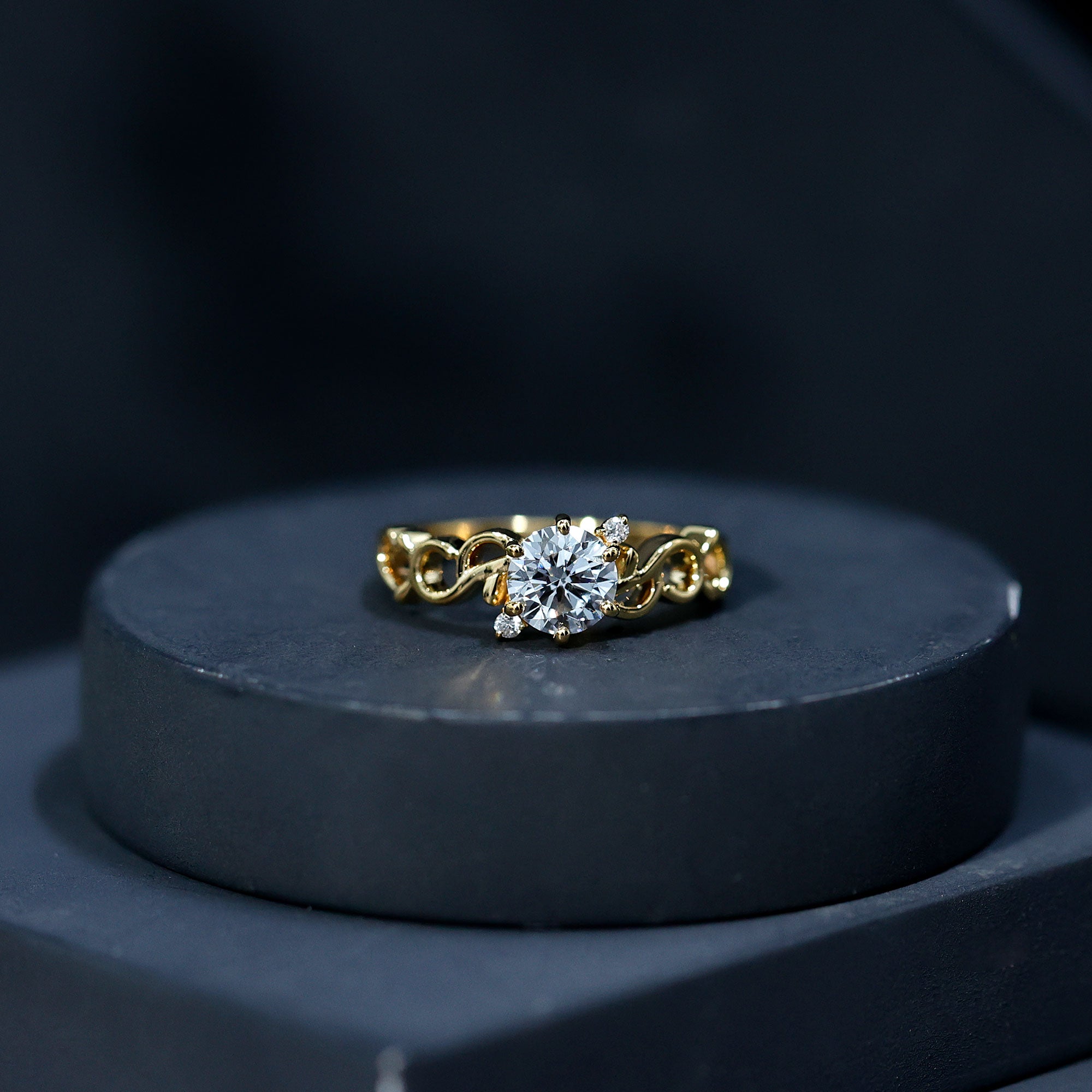 Lab Grown Diamond Art Deco Engagement Ring Lab - ( EF-VS ) - Rosec Jewels