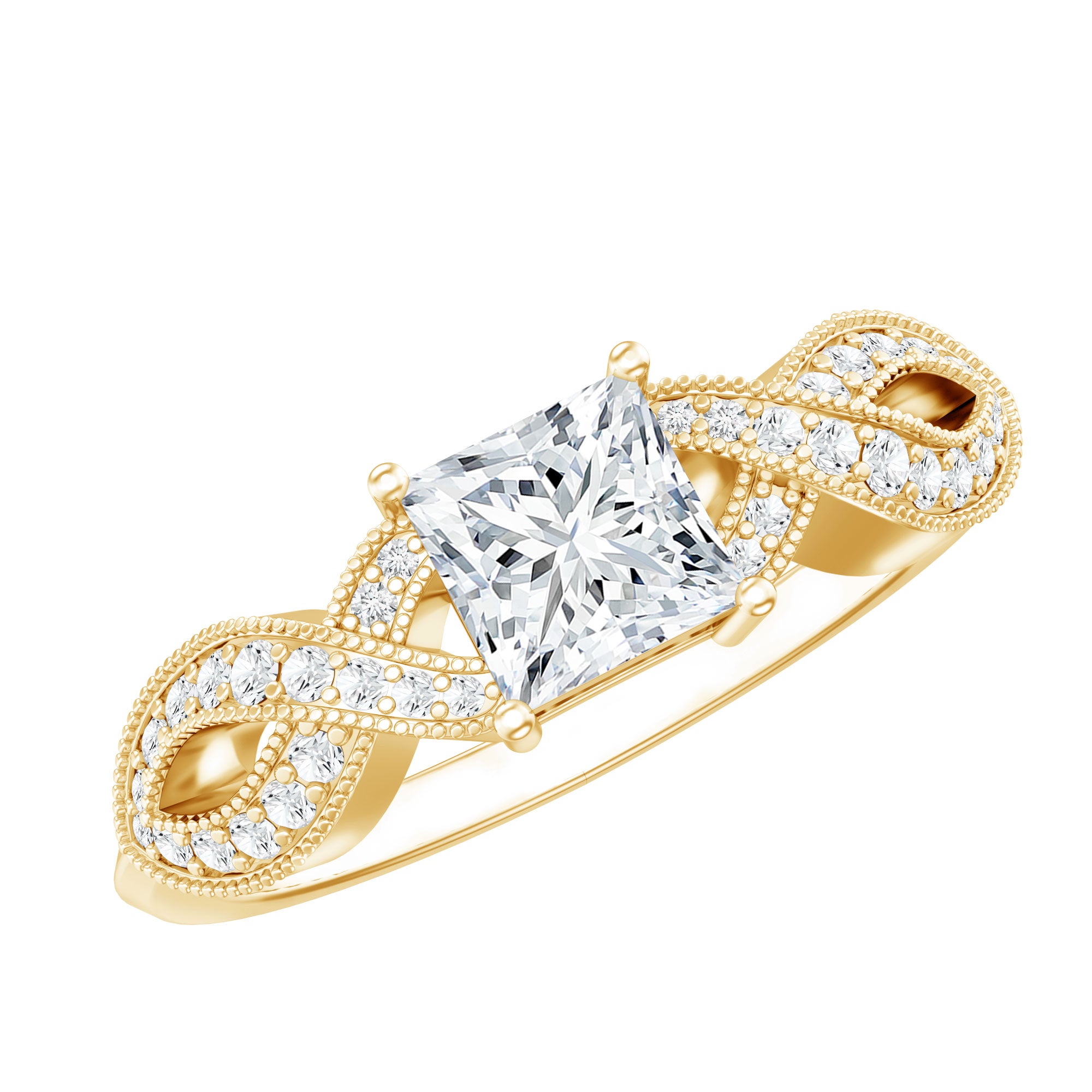 Lab Grown Diamond Princess Cut Engagement Ring For Her Lab - ( EF-VS ) - Rosec Jewels