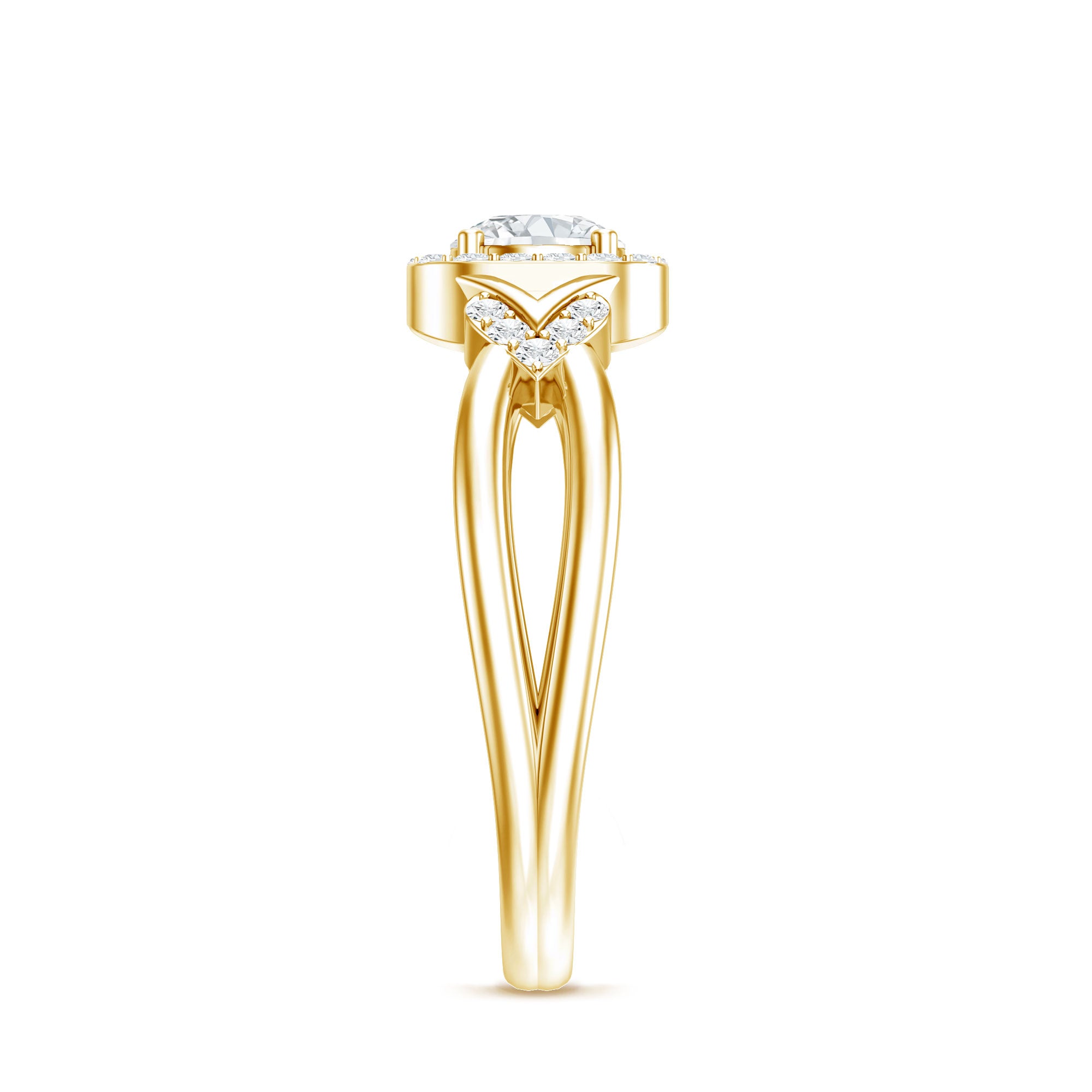 Lab Grown Diamond Halo Engagement Ring Lab - ( EF-VS ) - Rosec Jewels