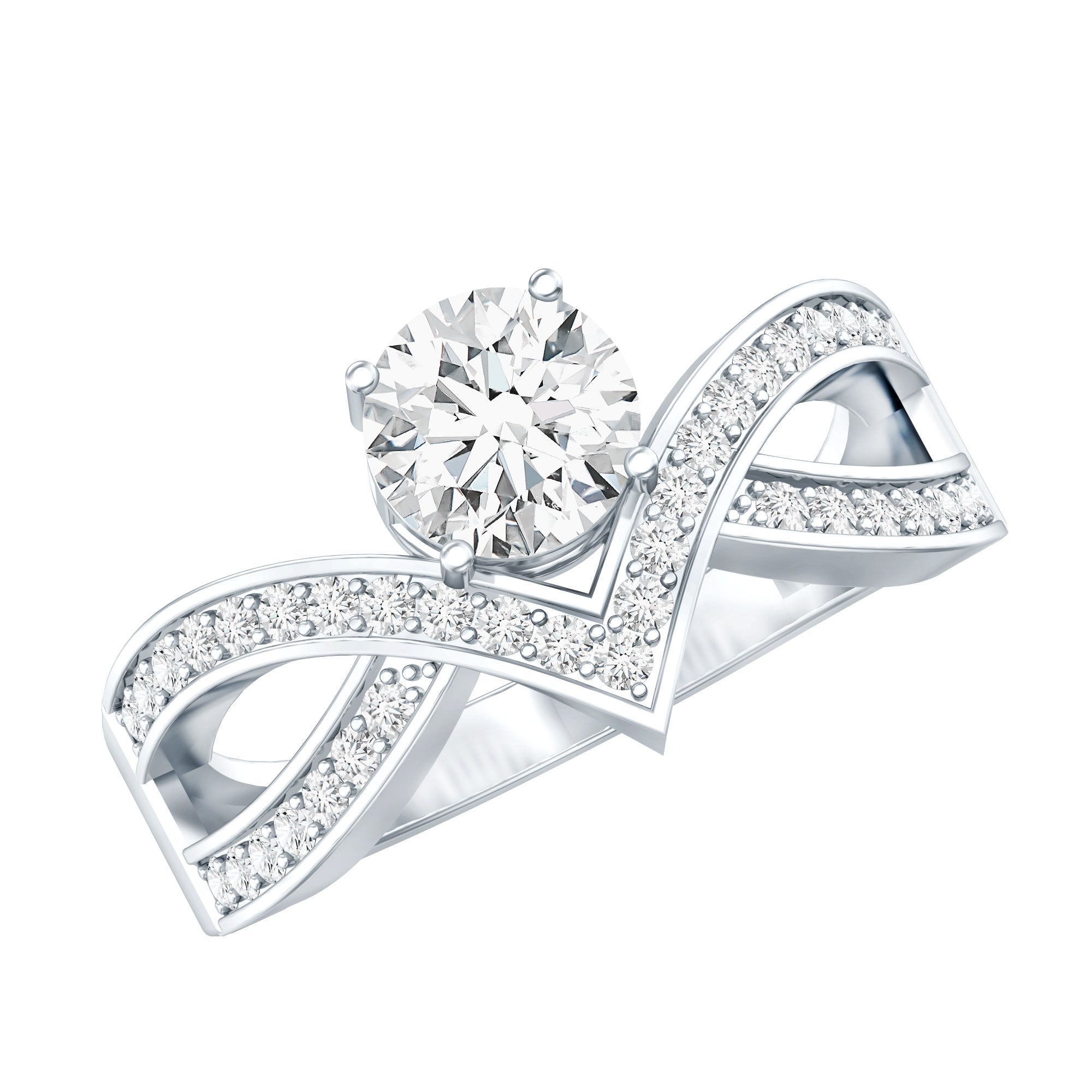 Certified Lab Grown Diamond Designer Solitaire Engagement Ring