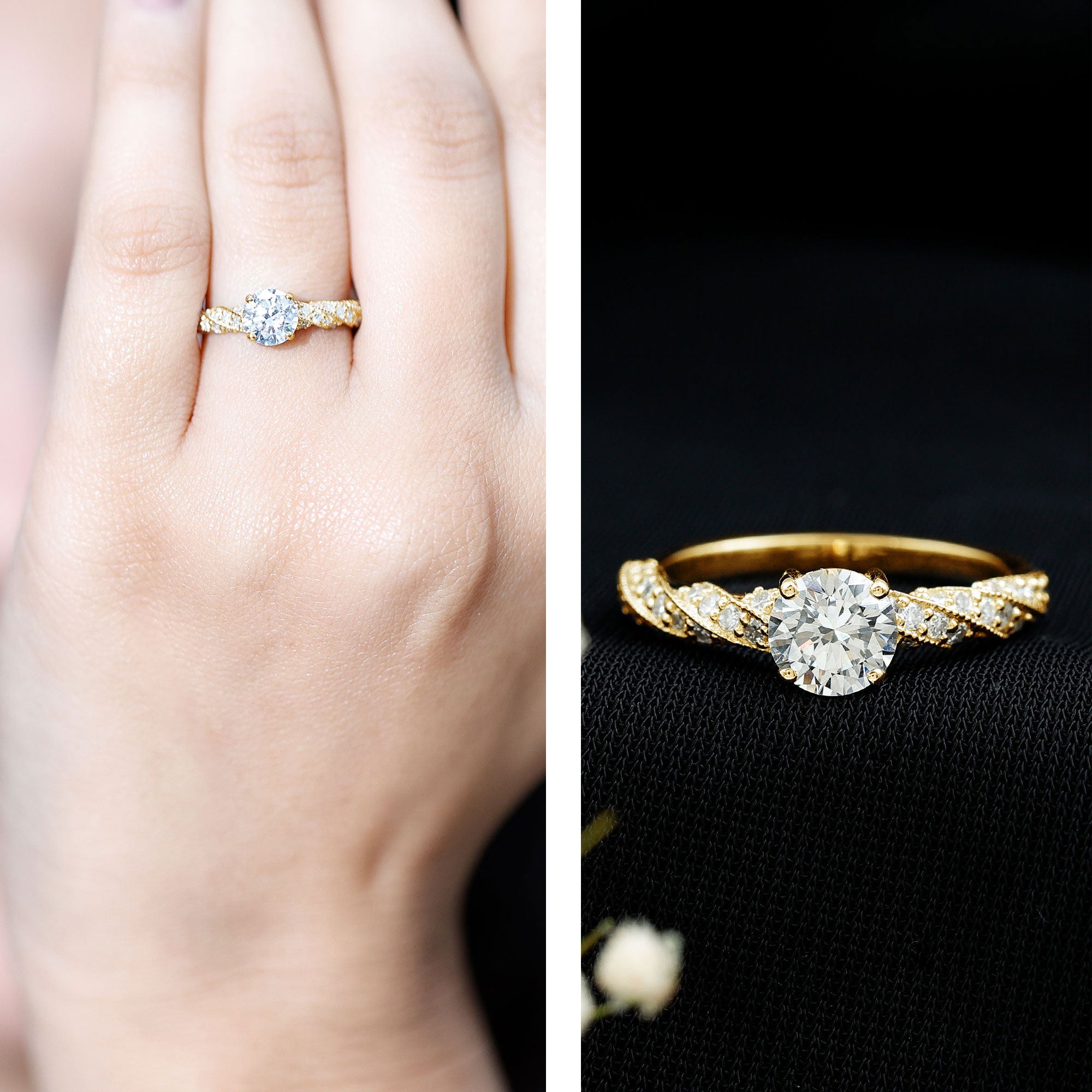 Round Shape Lab Grown Diamond Solitaire Engagement Ring Lab - ( EF-VS ) - Rosec Jewels