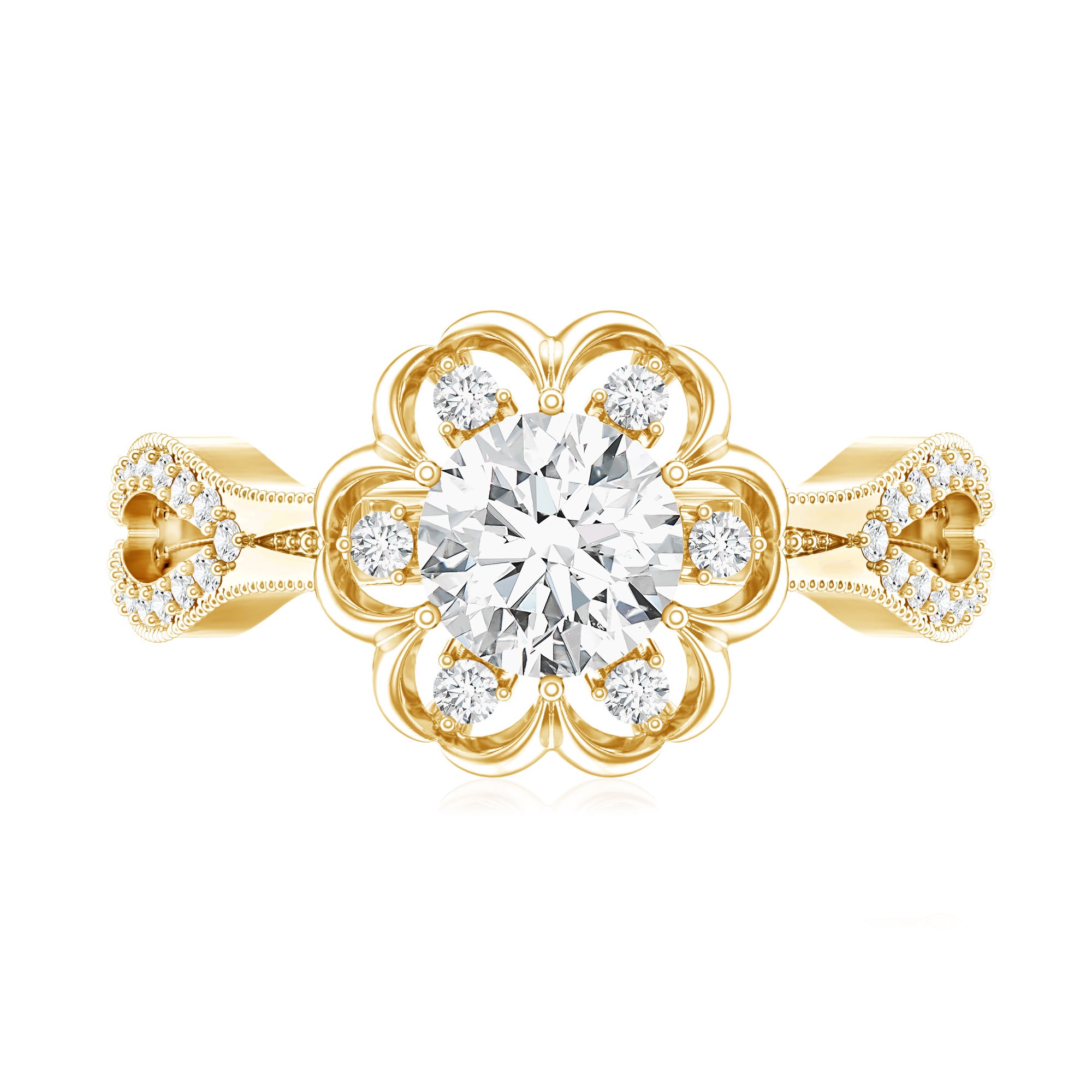 Nature Inspired Lab Grown Diamond Engagement Ring Lab - ( EF-VS ) - Rosec Jewels